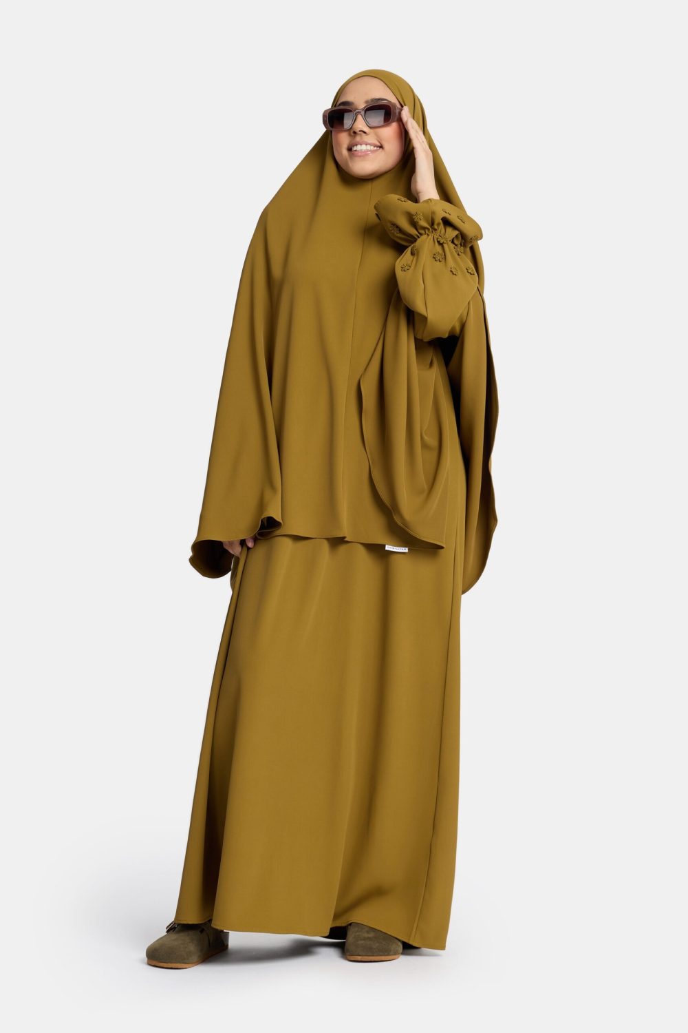 Heup khimar Honey Khaki (embroidery collectie)