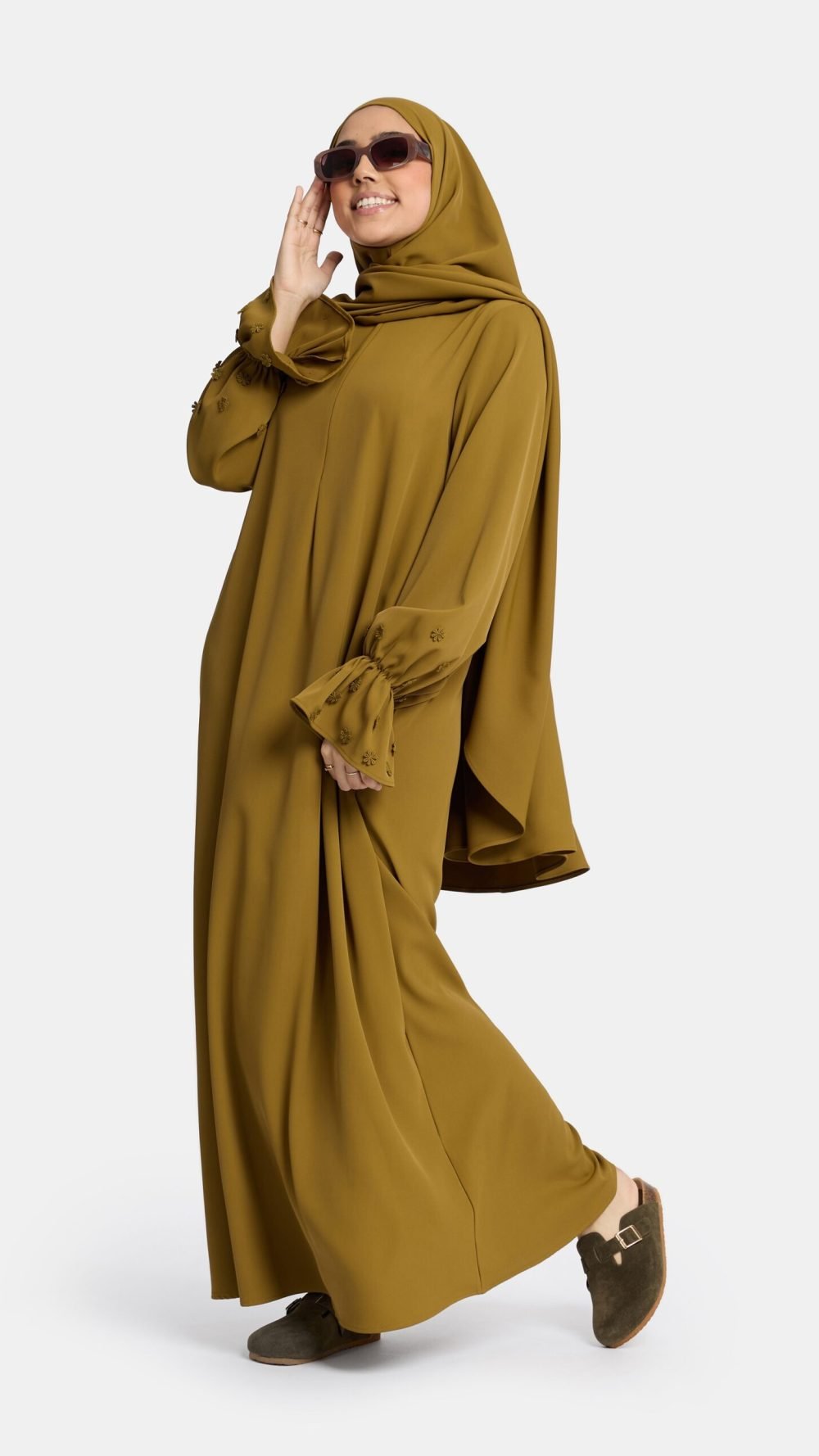 Embroidery abaya Honey khaki