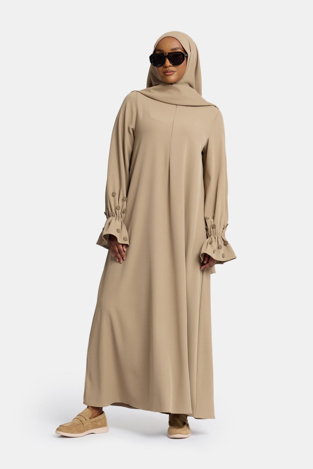 Embroidery abaya Moss taupe - Afbeelding 2