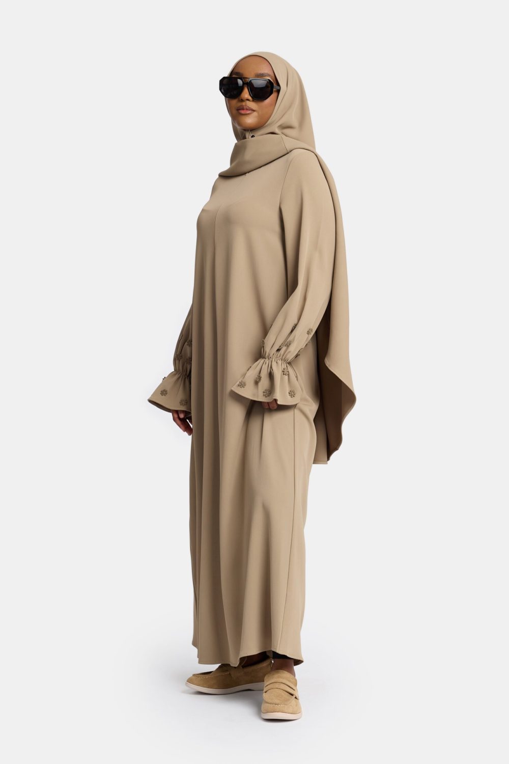Embroidery abaya Moss taupe