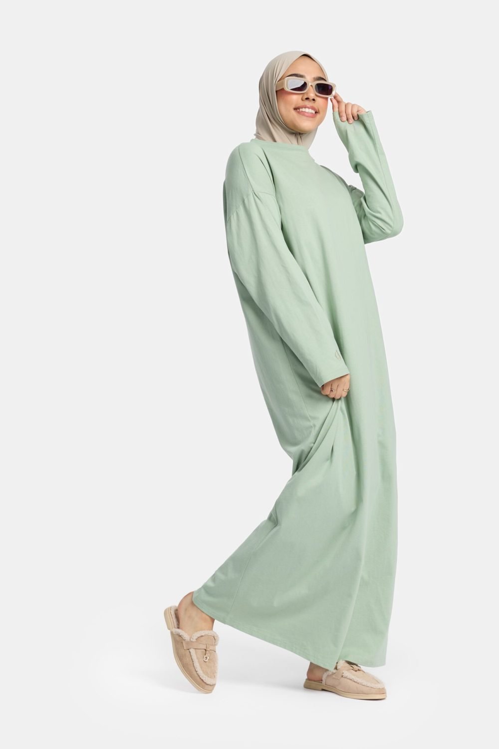 Cotton abaya Thyme - Afbeelding 2