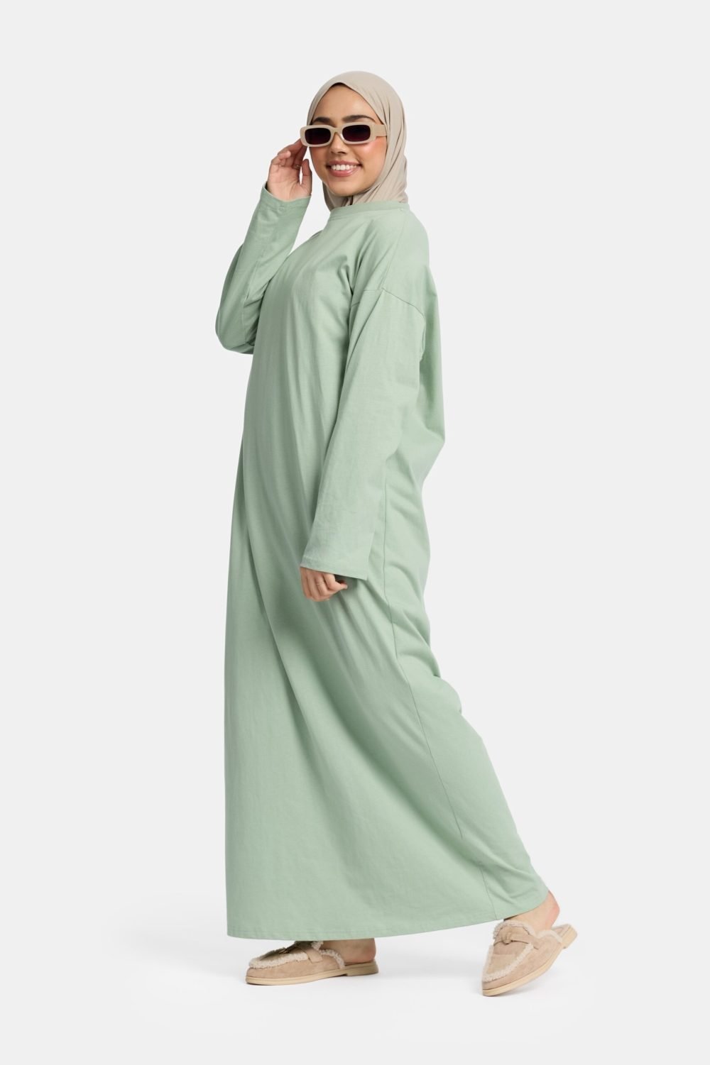 Cotton abaya Thyme - Afbeelding 4
