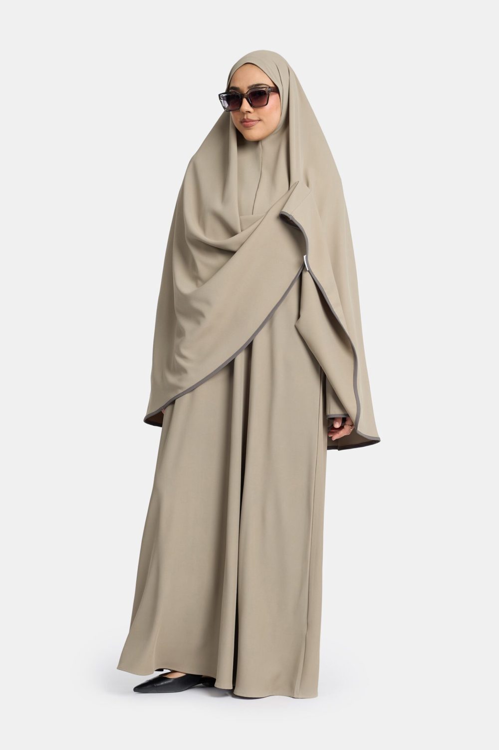 Magnet abaya and khimar set Sage Grey - Afbeelding 2