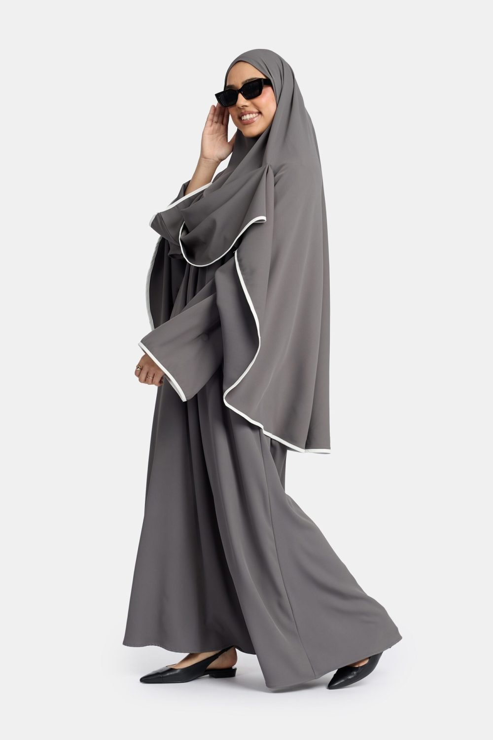 Magnet abaya and khimar set Grey - Afbeelding 3