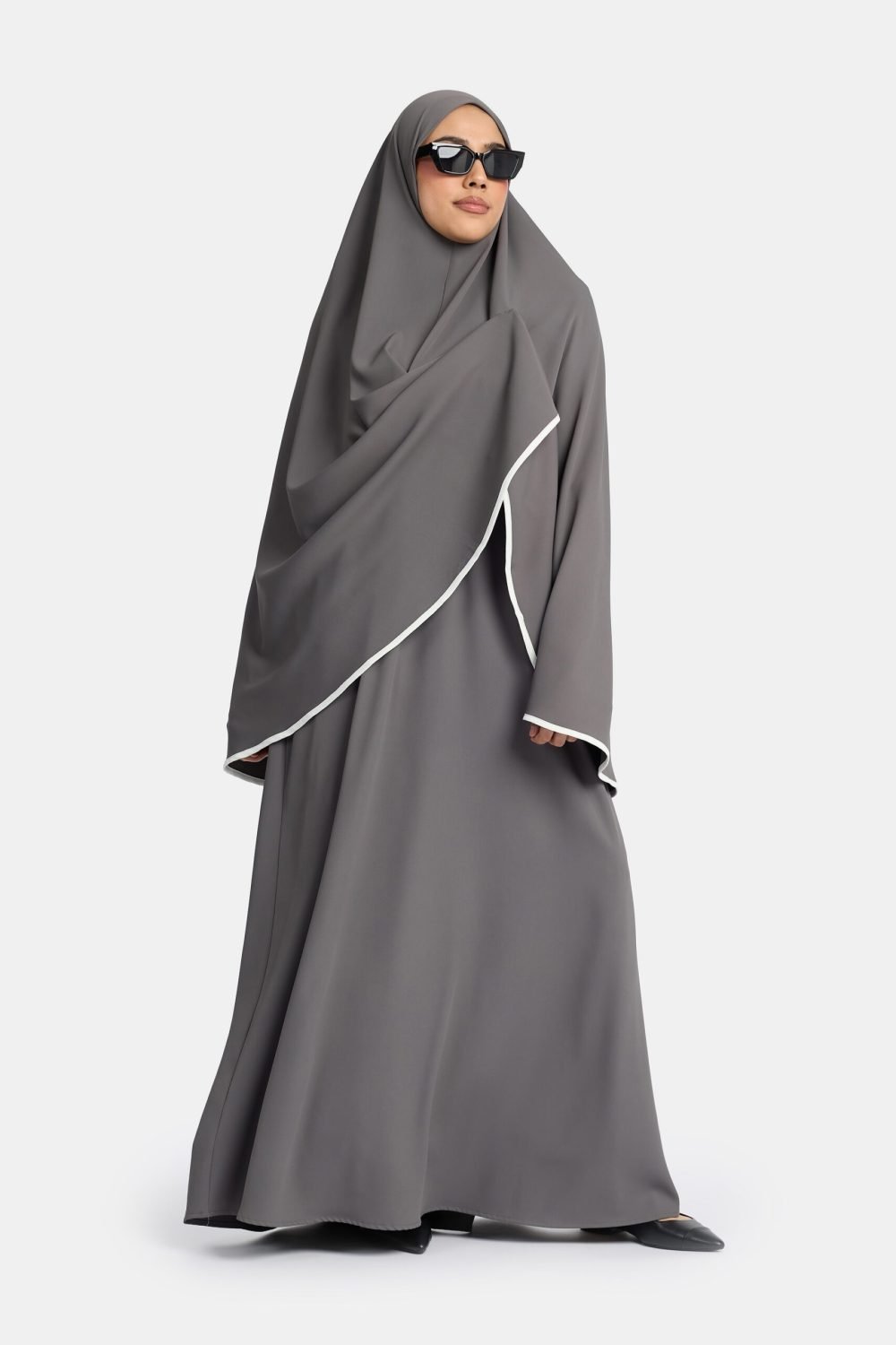 Magnet abaya and khimar set Grey
