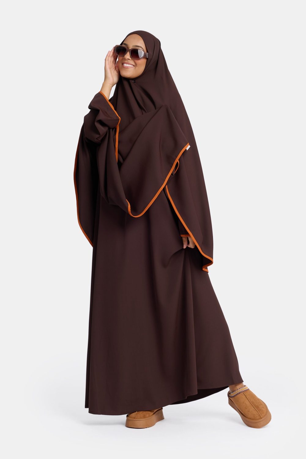Magnet abaya and khimar set Night Brown - Afbeelding 2