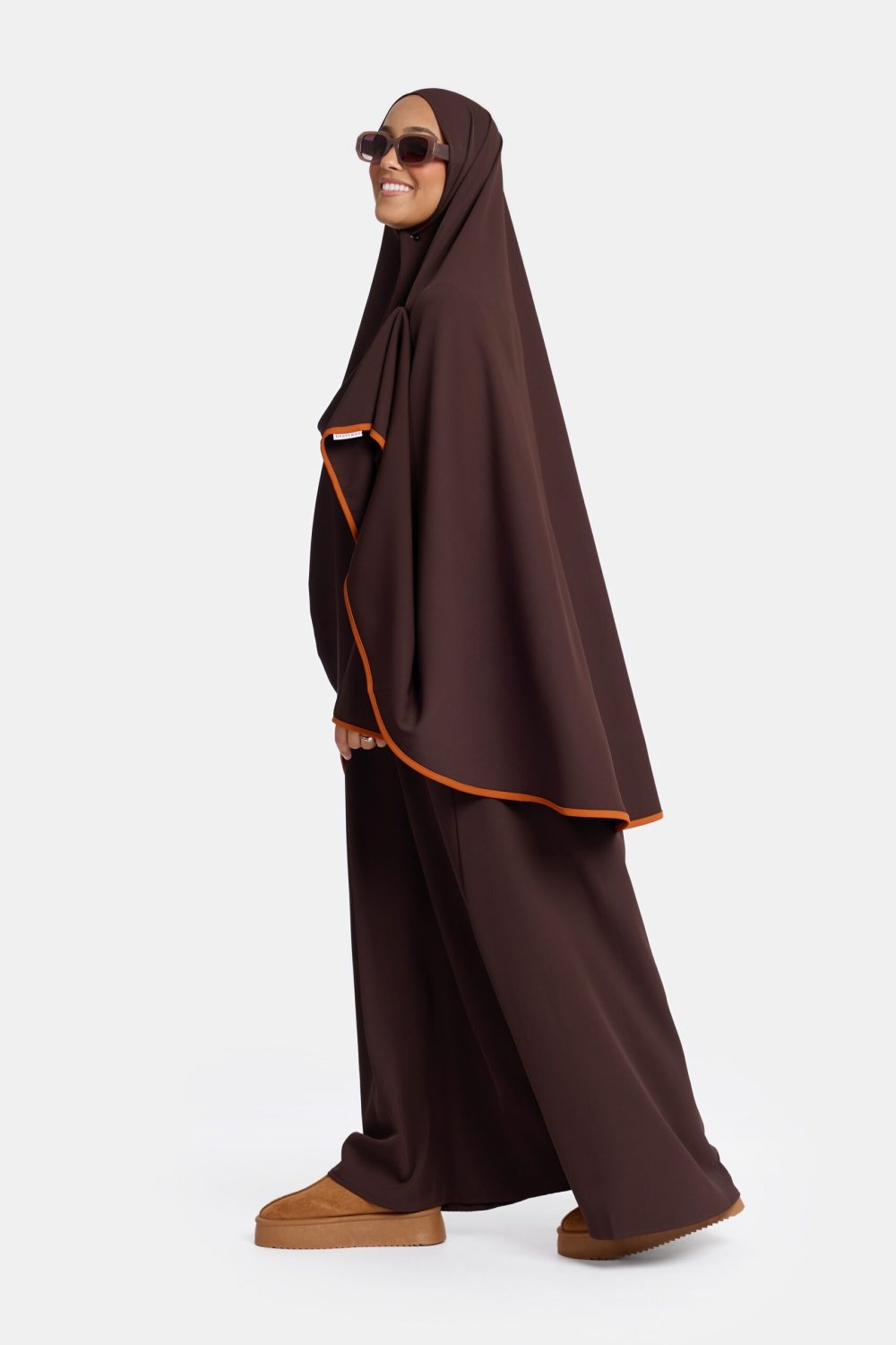 Magnet abaya and khimar set Night Brown