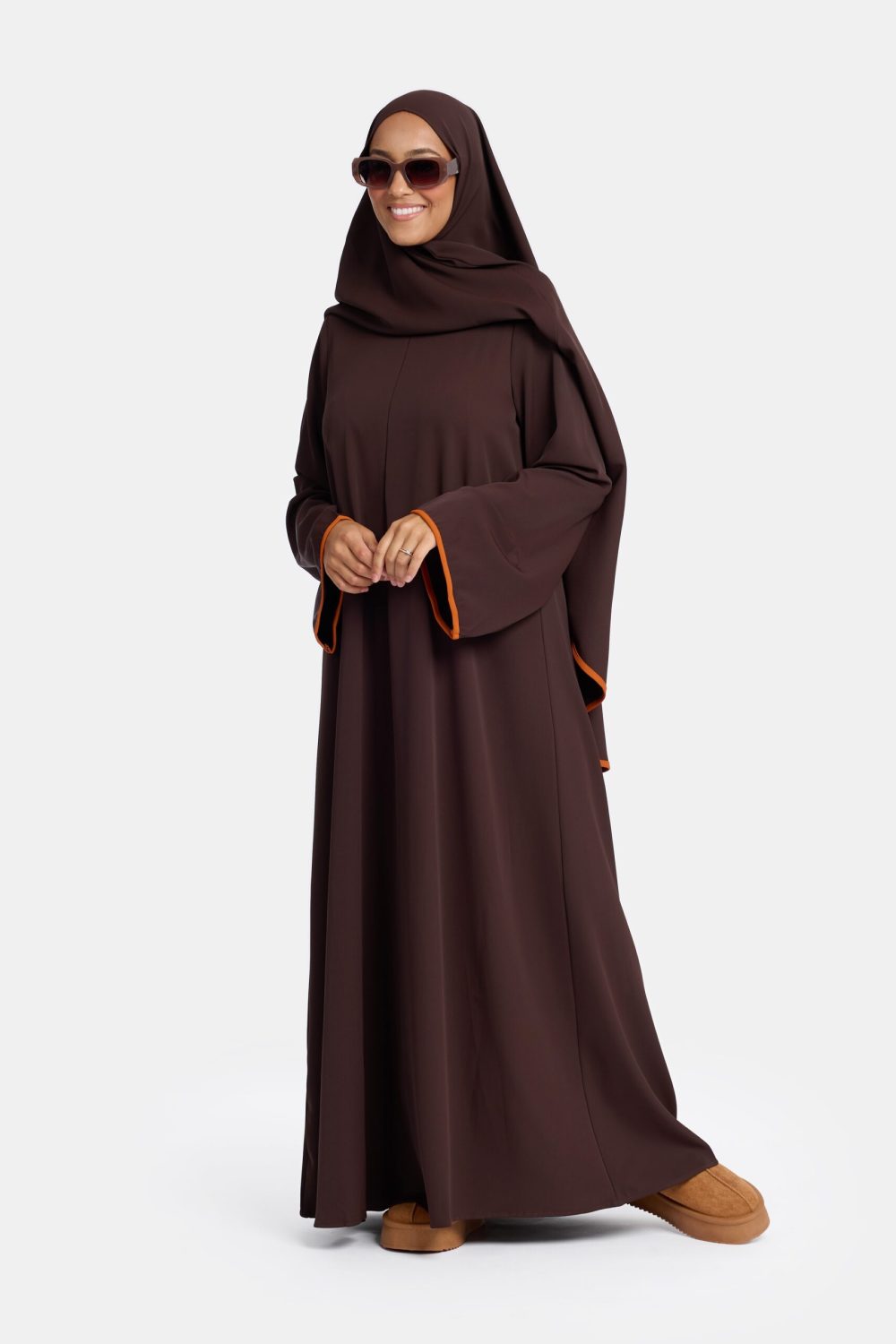Magnet abaya and khimar set Night Brown - Afbeelding 3