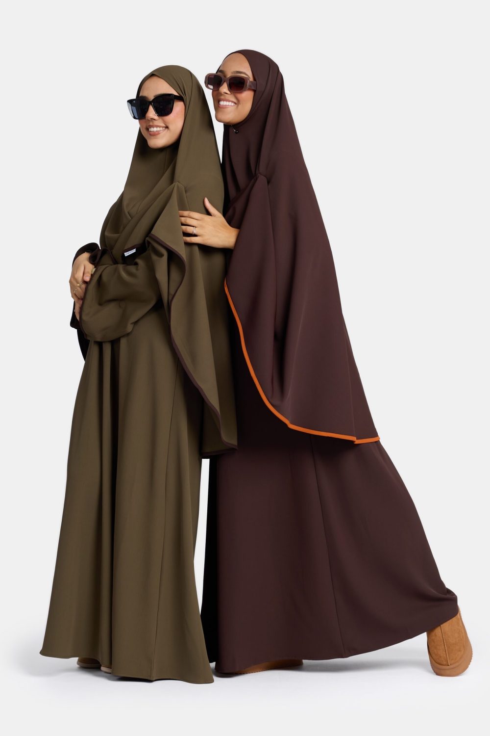 Magnet abaya and khimar set Night Brown - Afbeelding 4