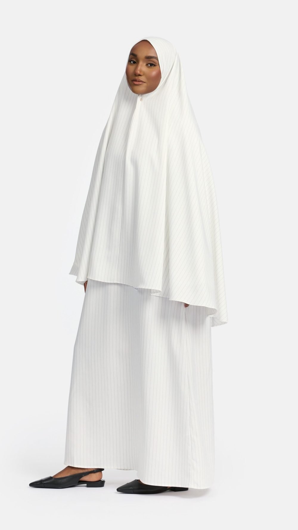 Pinstripe khimar Off White