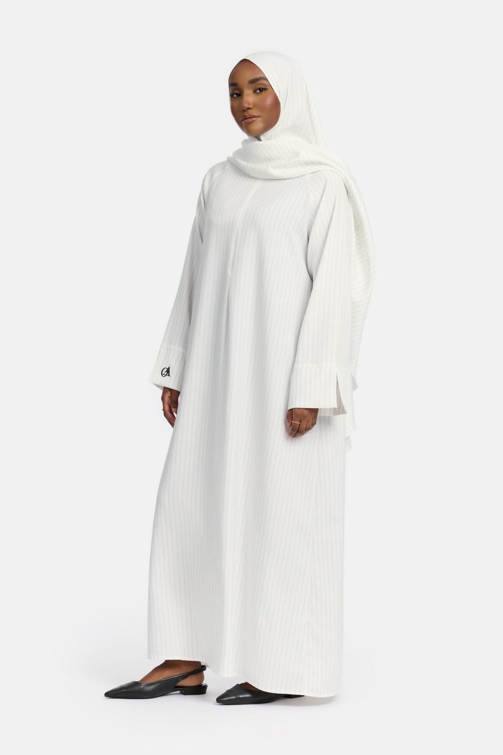 Pinstripe abaya Off White - Afbeelding 3