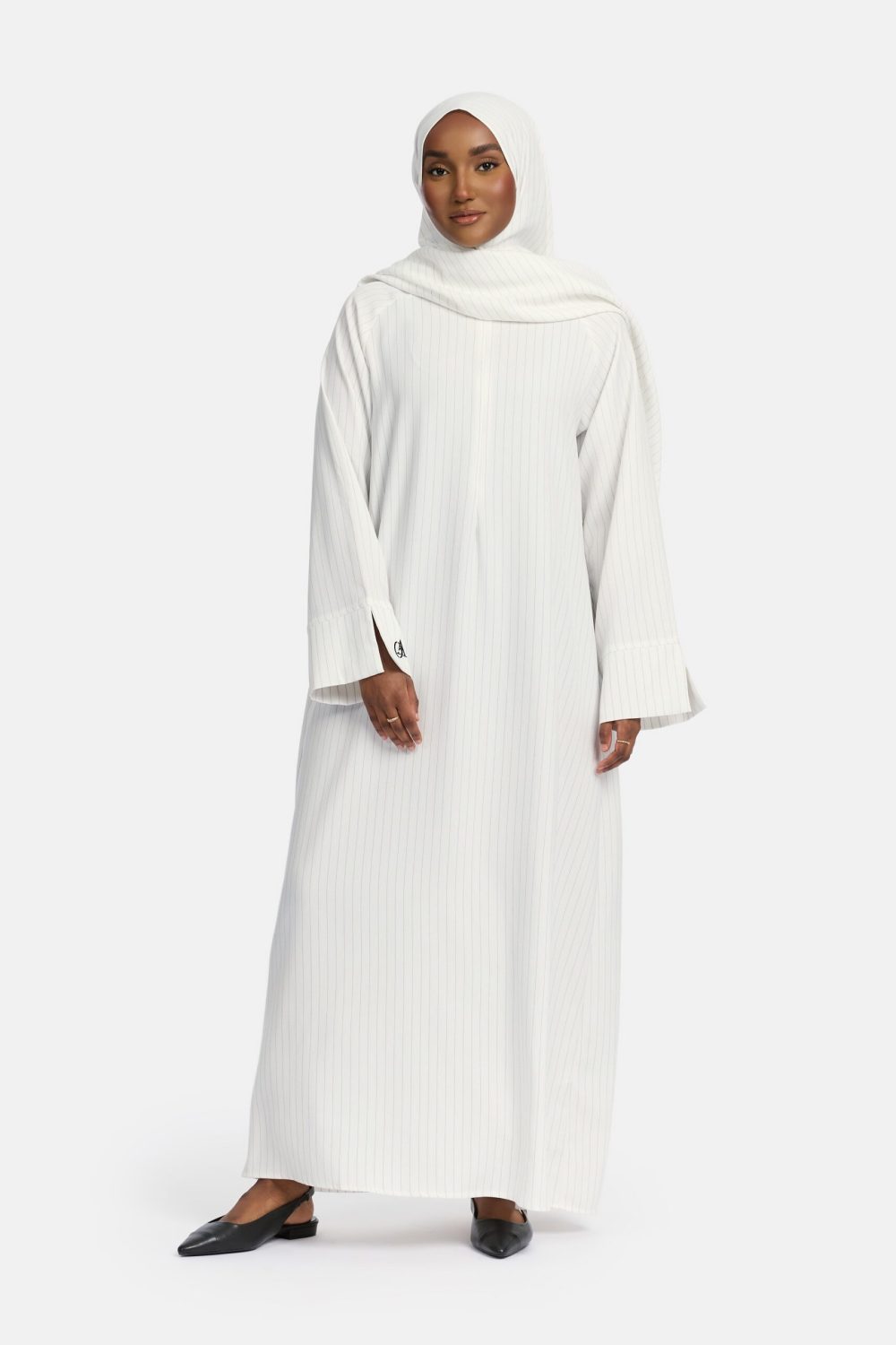 Pinstripe abaya Off White - Afbeelding 2