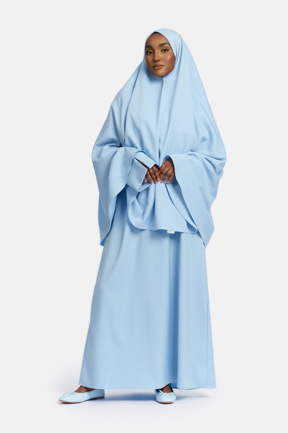 Pinstripe khimar Sky Blue - Afbeelding 2