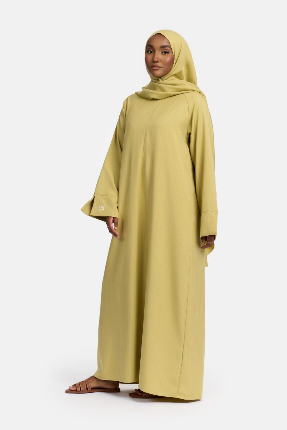 Pinstripe abaya Lime Green