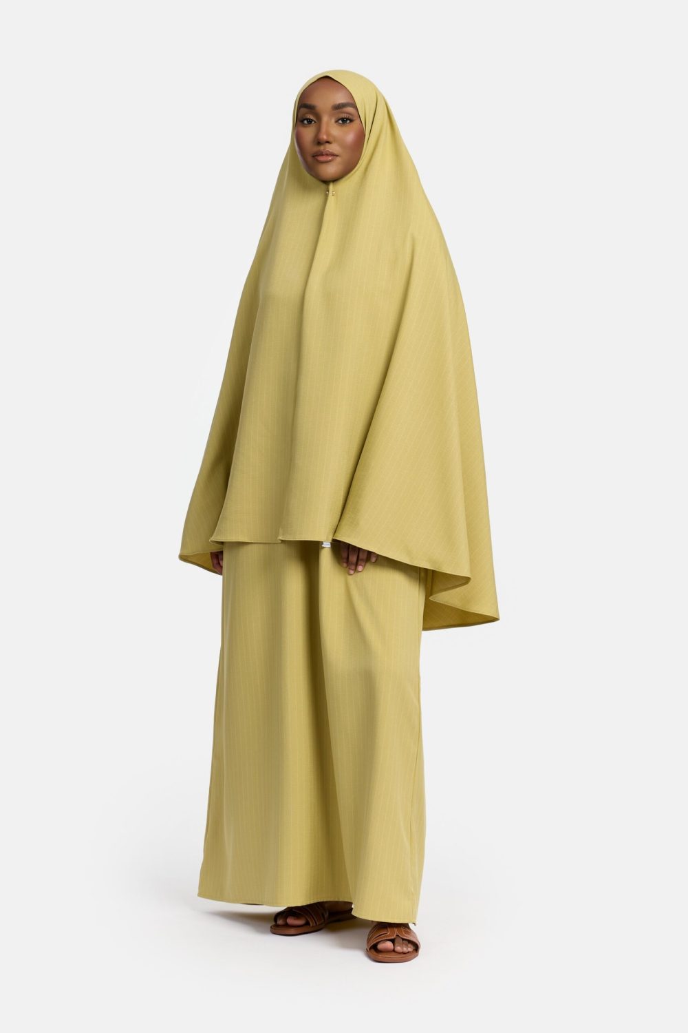 Pinstripe khimar Lime Green