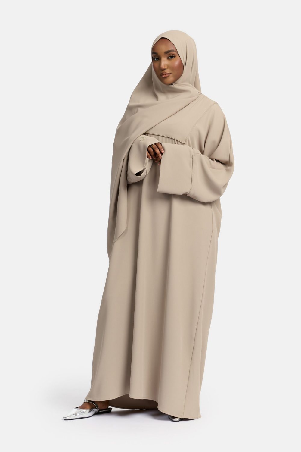Farasha Éclat abaya Soft Taupe - Afbeelding 3
