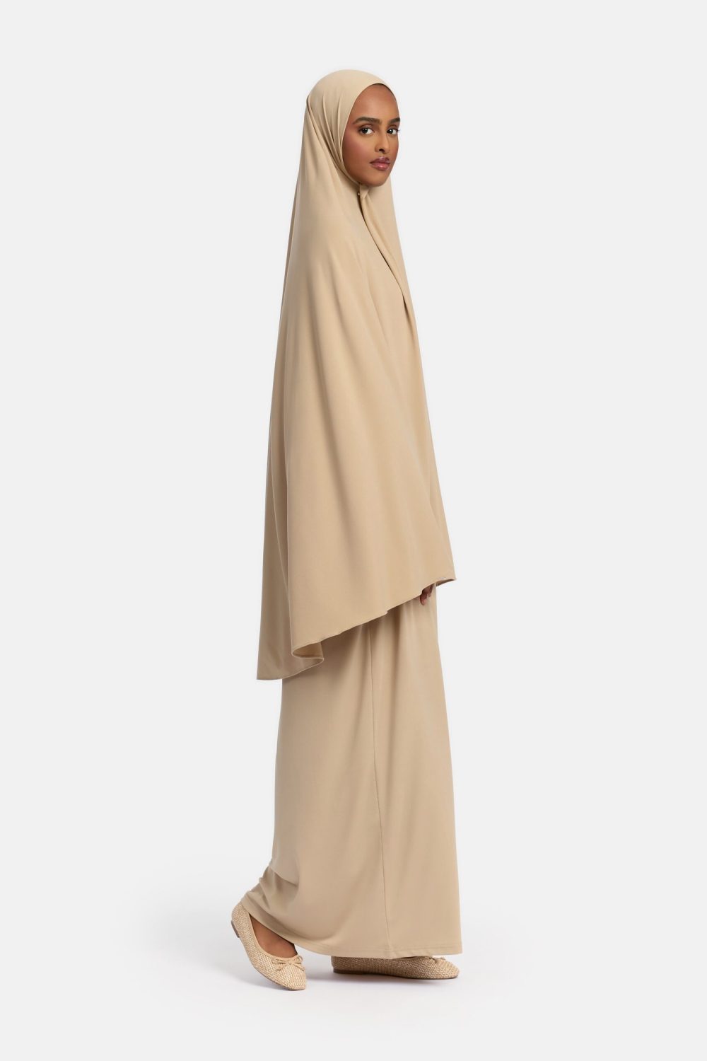 Jersey abaya set Latte - Afbeelding 3