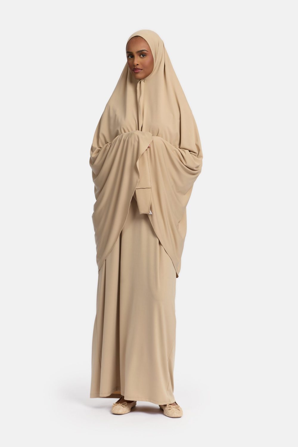Jersey abaya set Latte - Afbeelding 2