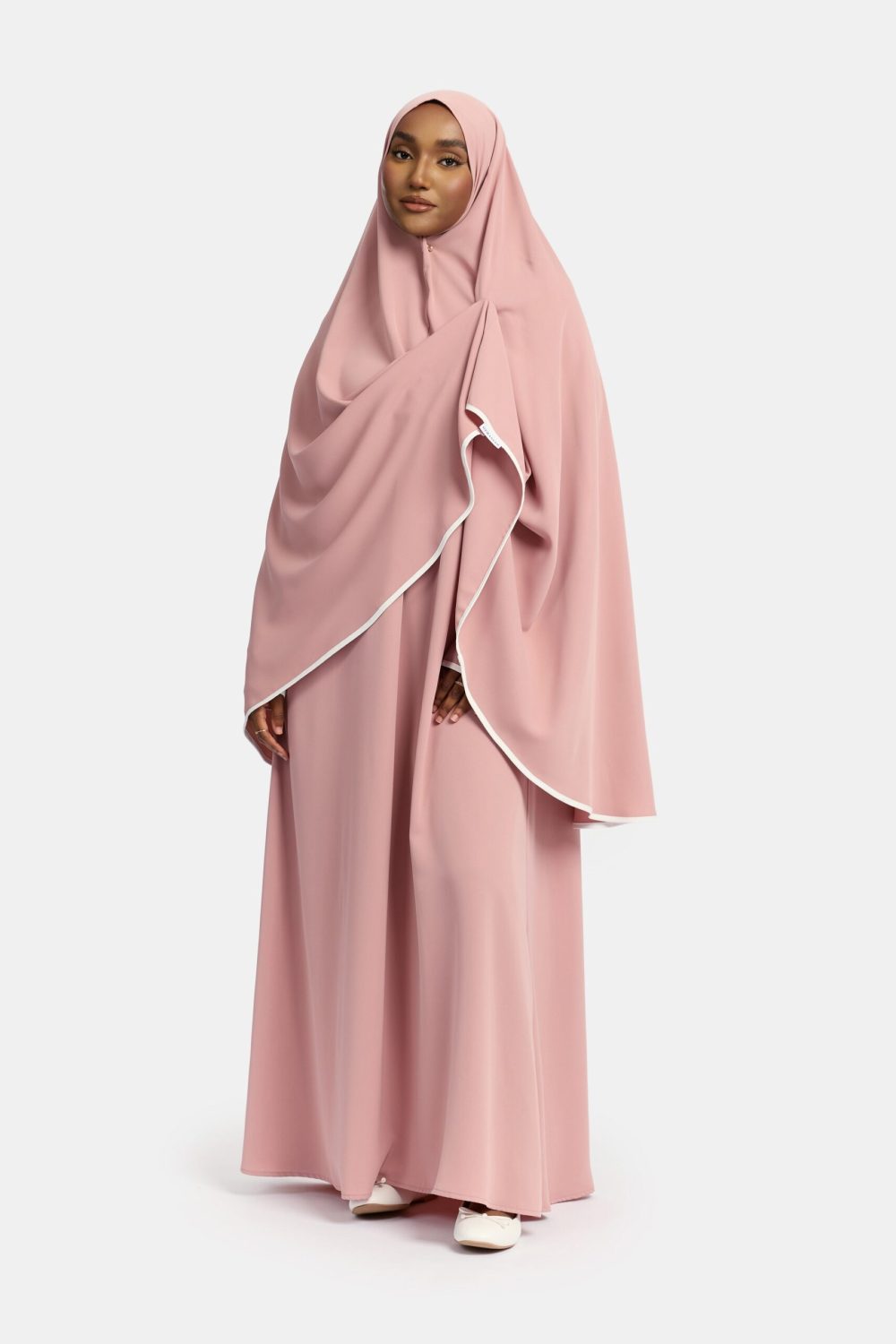 Magnet abaya and khimar set Blossom/White