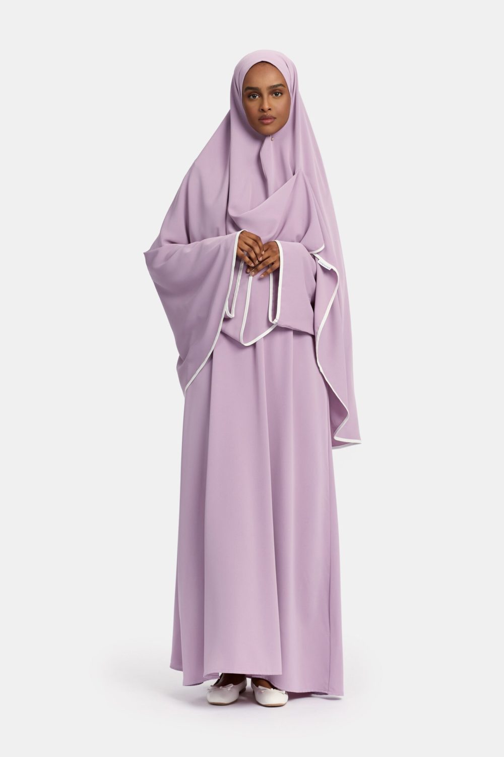 Magnet abaya and khimar set Orchid/White - Afbeelding 2