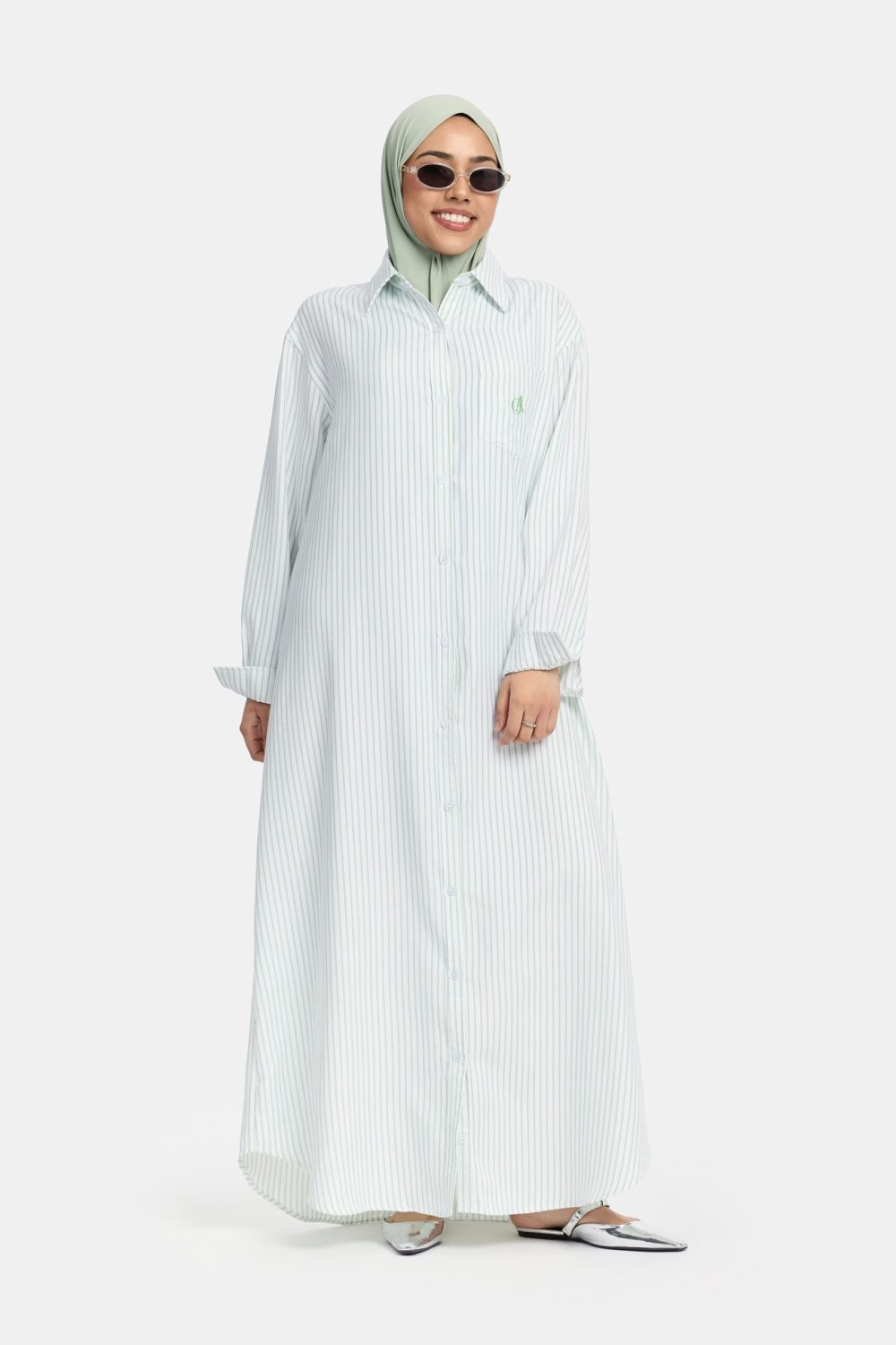 Pinstripe Blouse Green