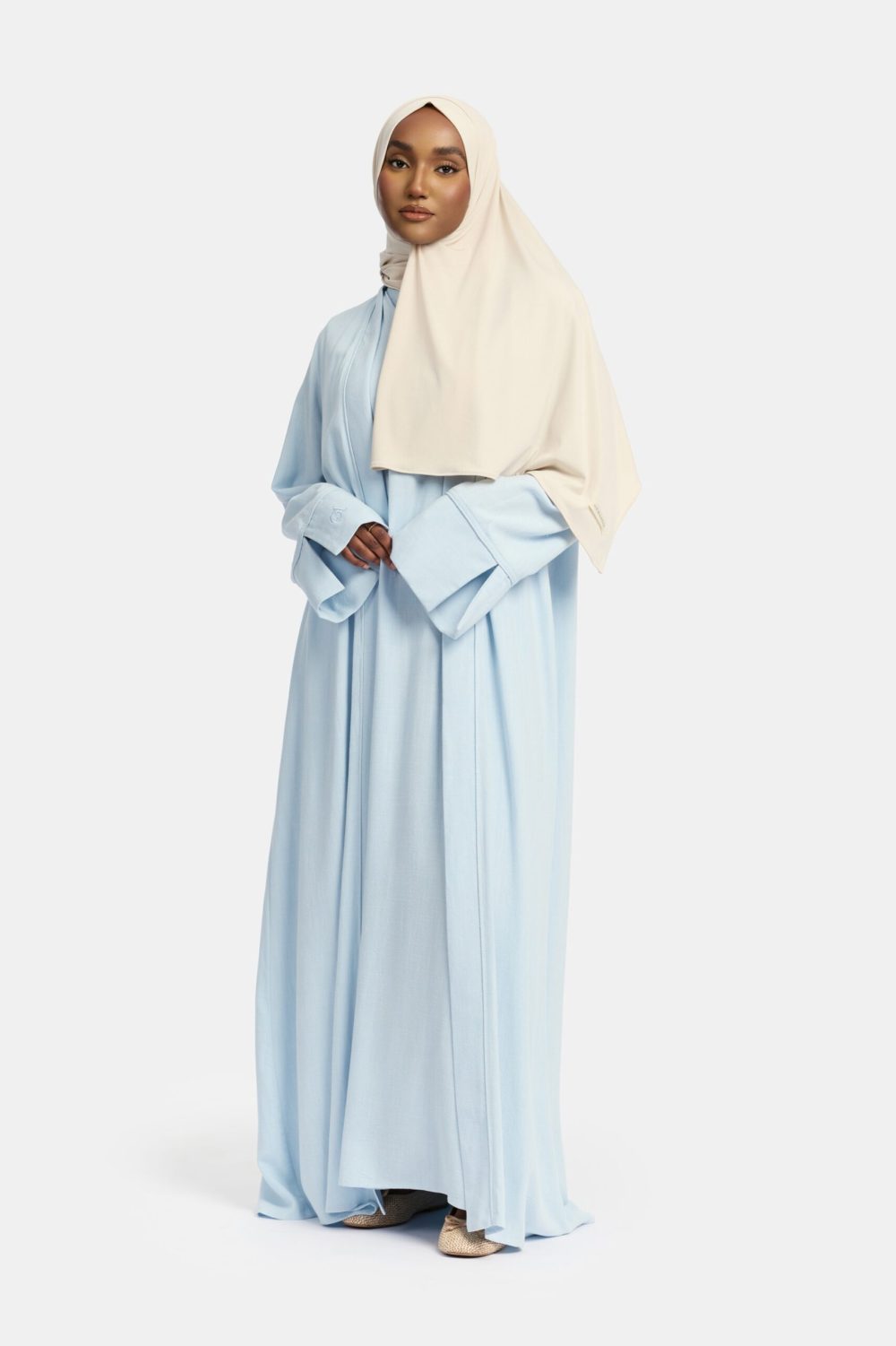 Linen kimono and abaya set Light Blue - Afbeelding 2
