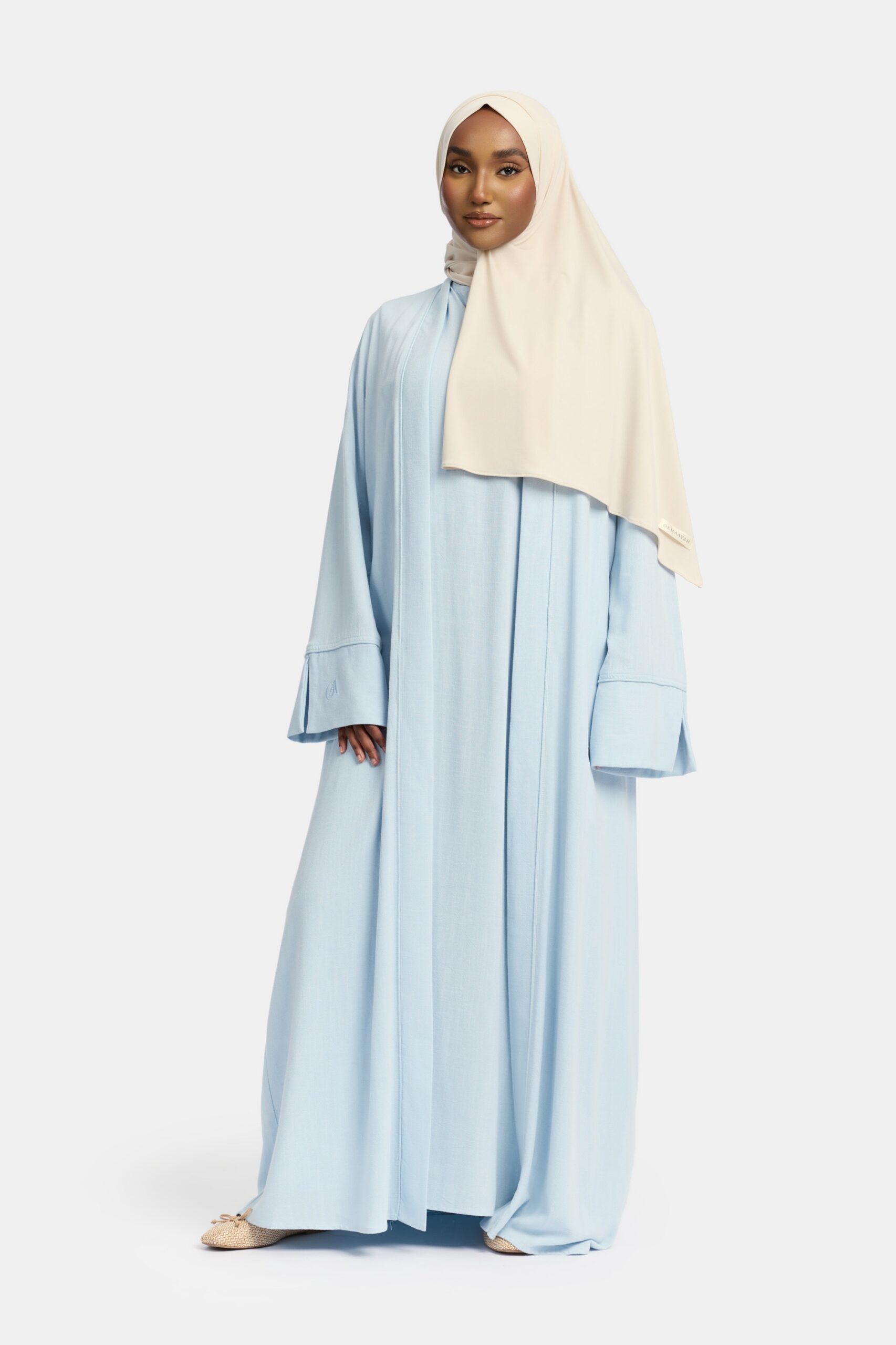 Linen kimono and abaya set Light Blue