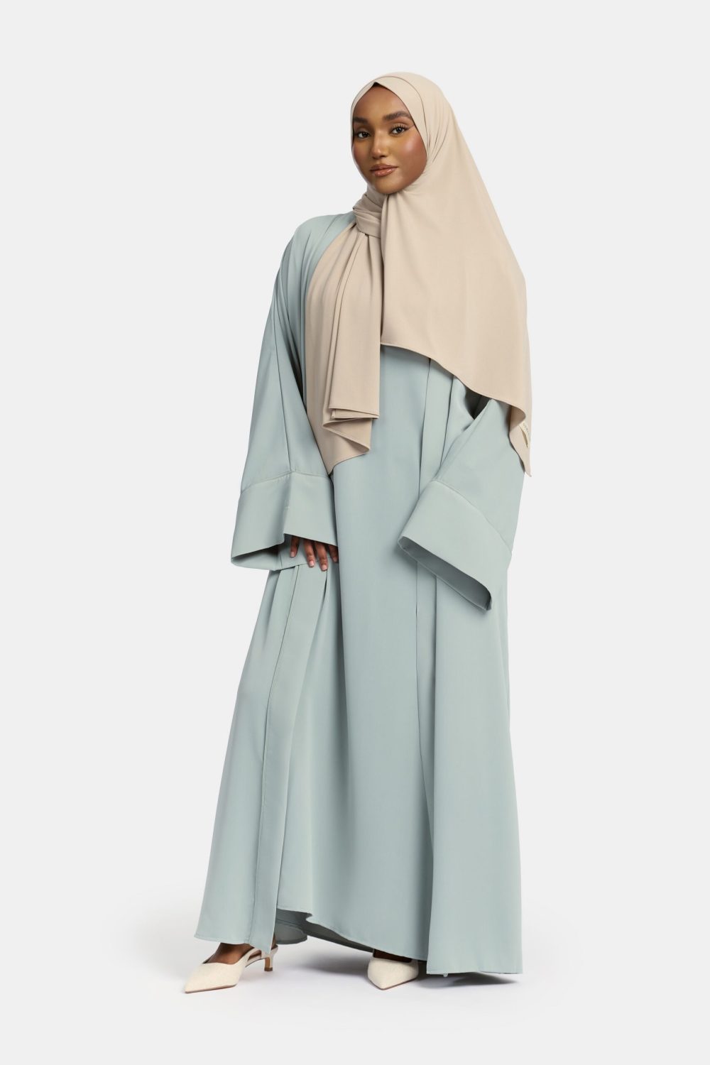 Oversized kimono and abaya set Sea