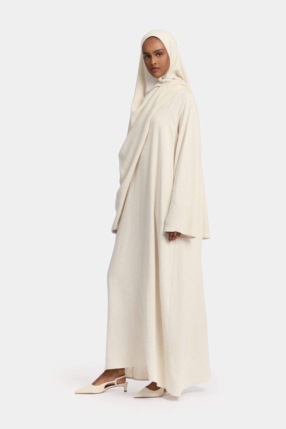 Linen abaya Cream