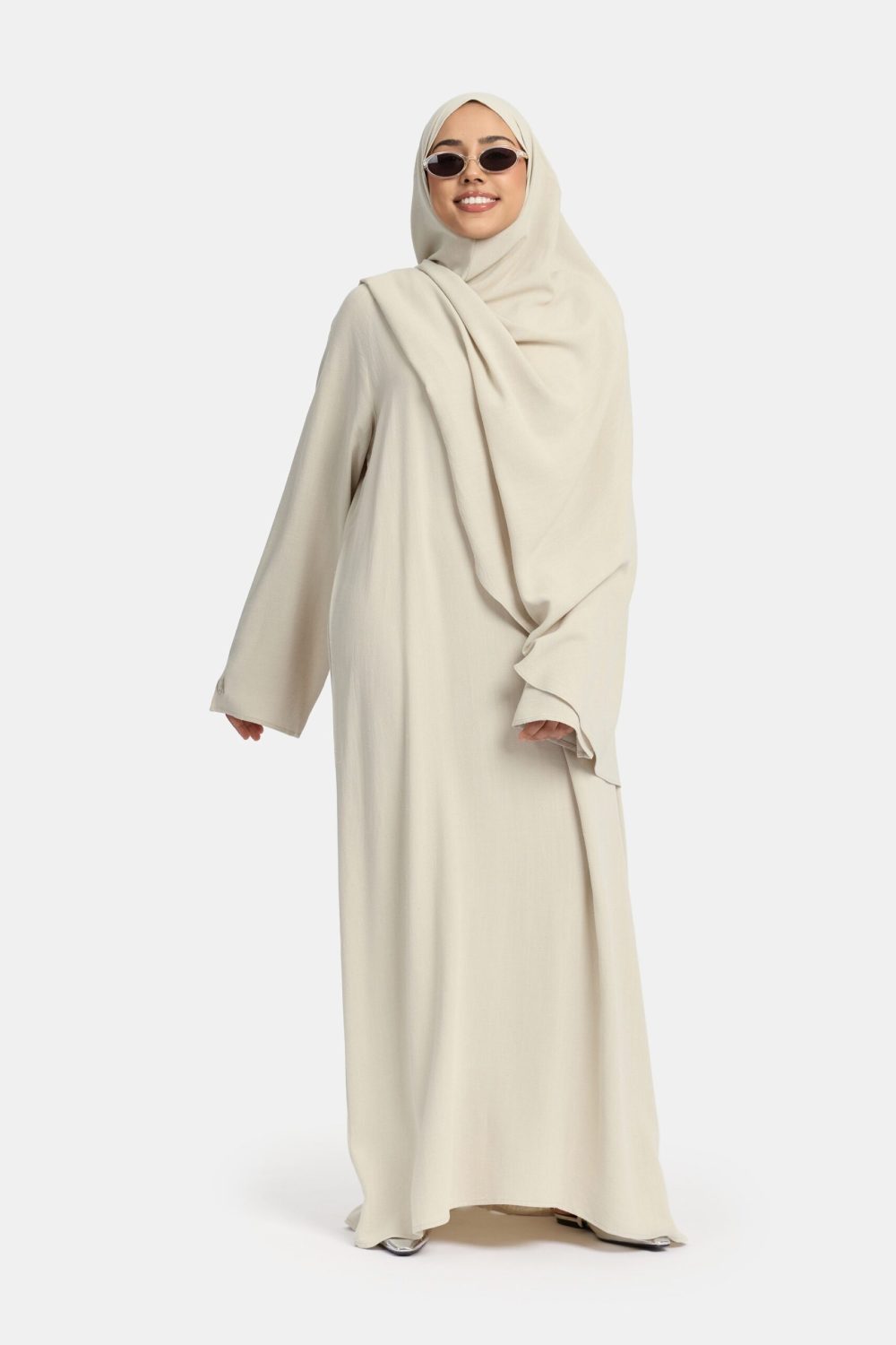 Linen abaya Light Grey