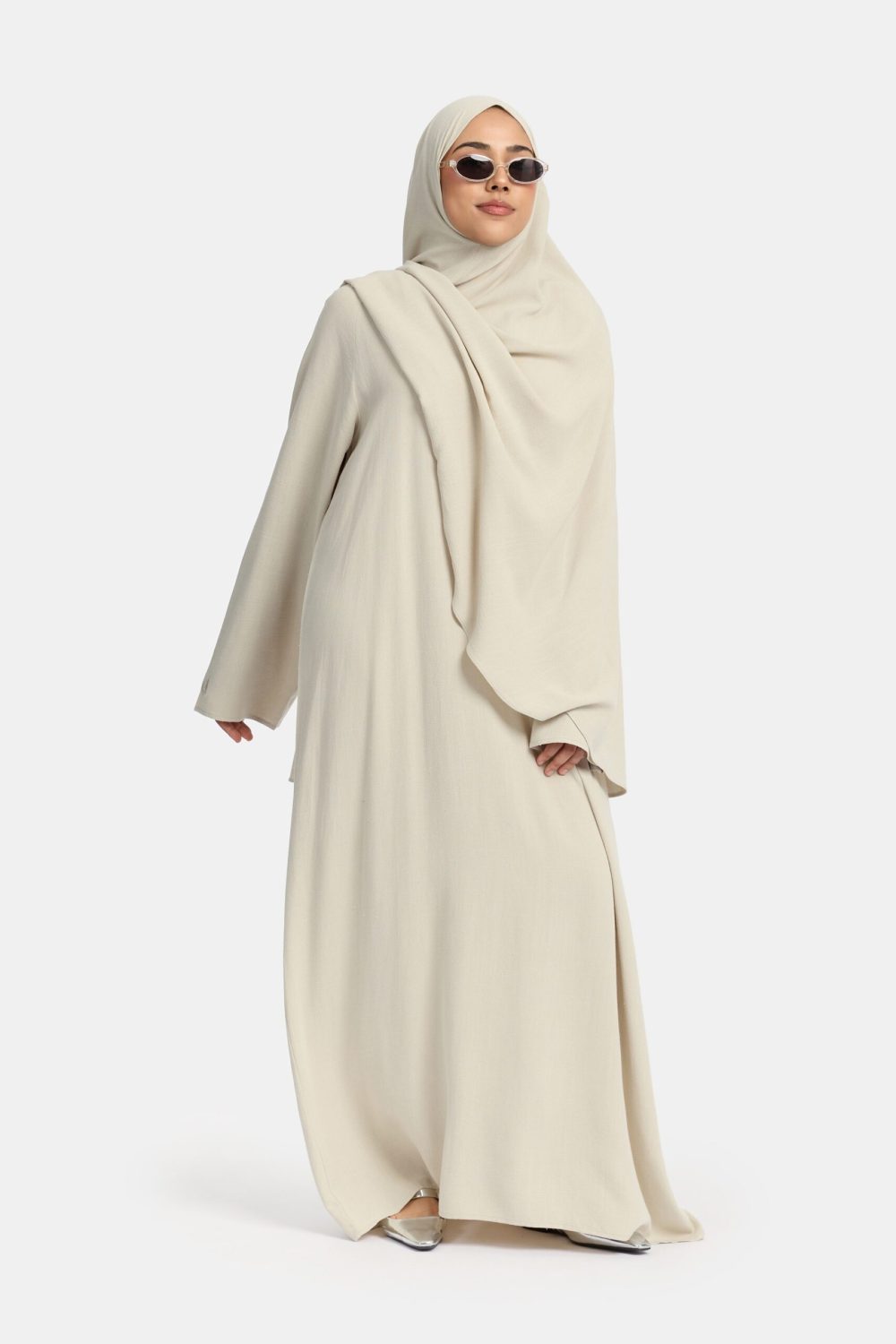 Linen abaya Light Grey - Afbeelding 2