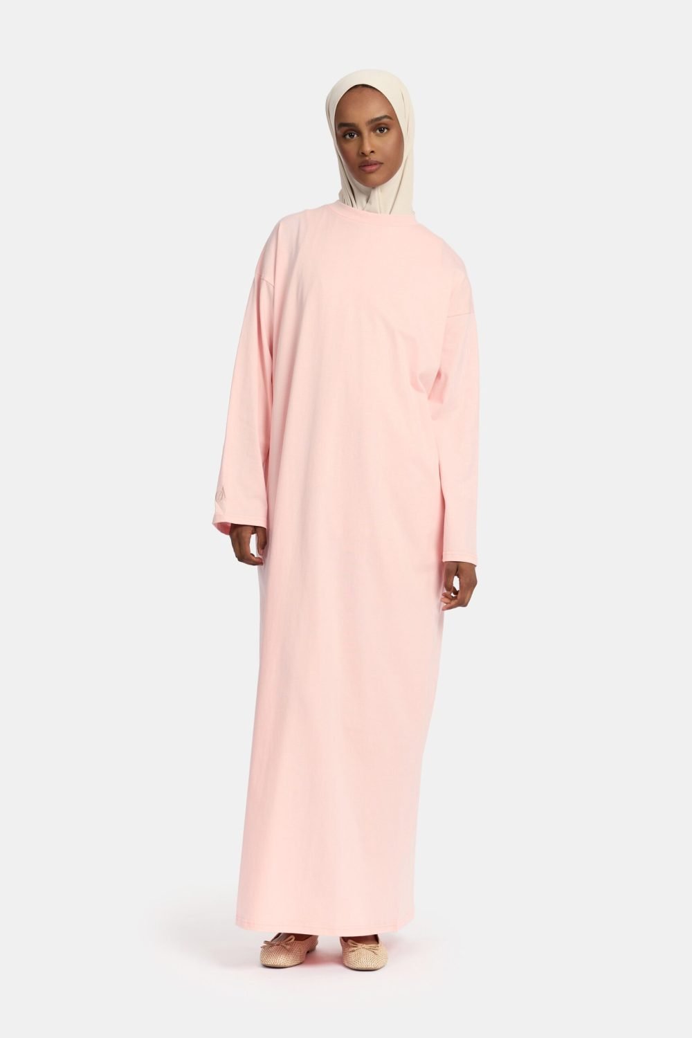 Cotton abaya Baby Pink - Afbeelding 2