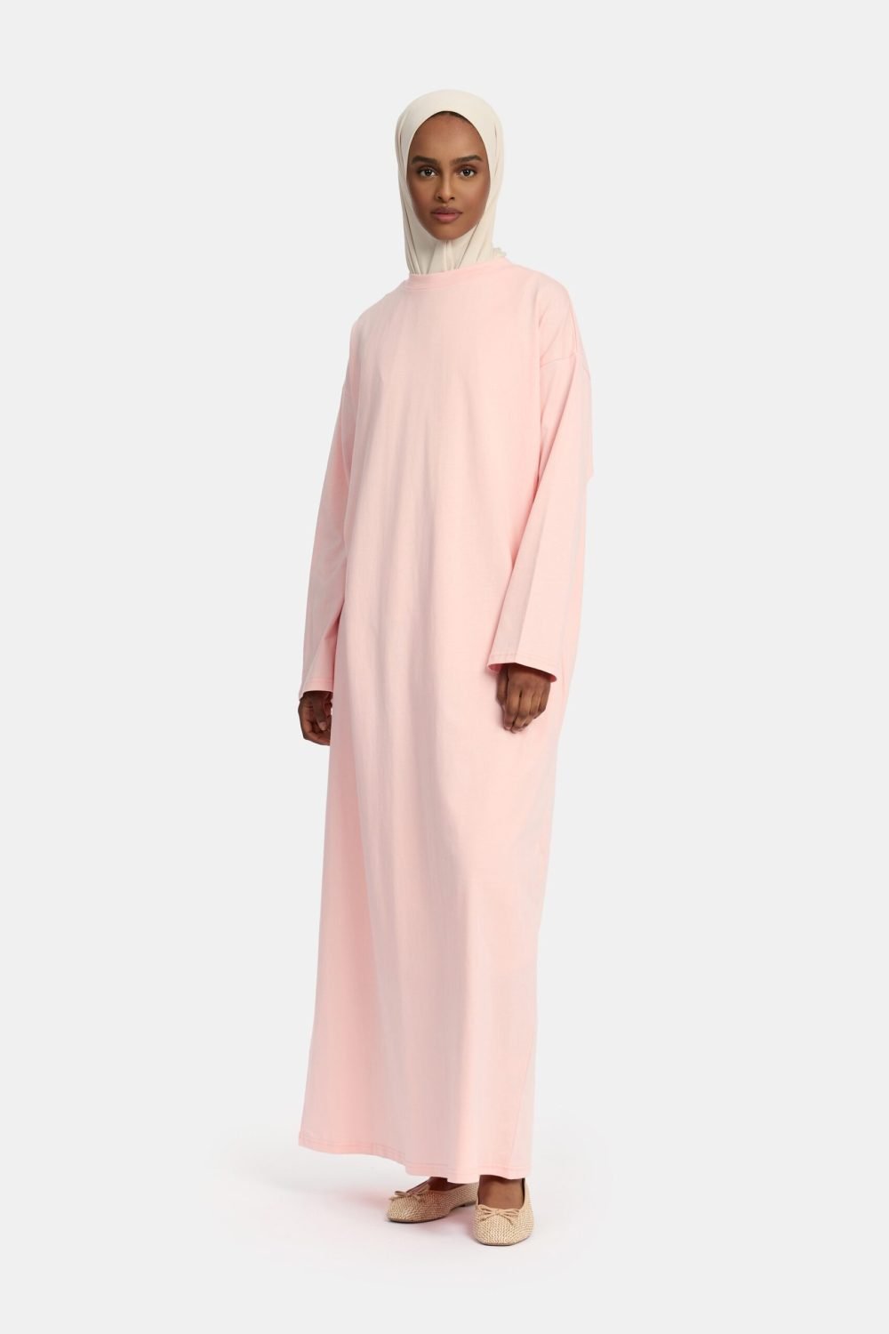 Cotton abaya Baby Pink