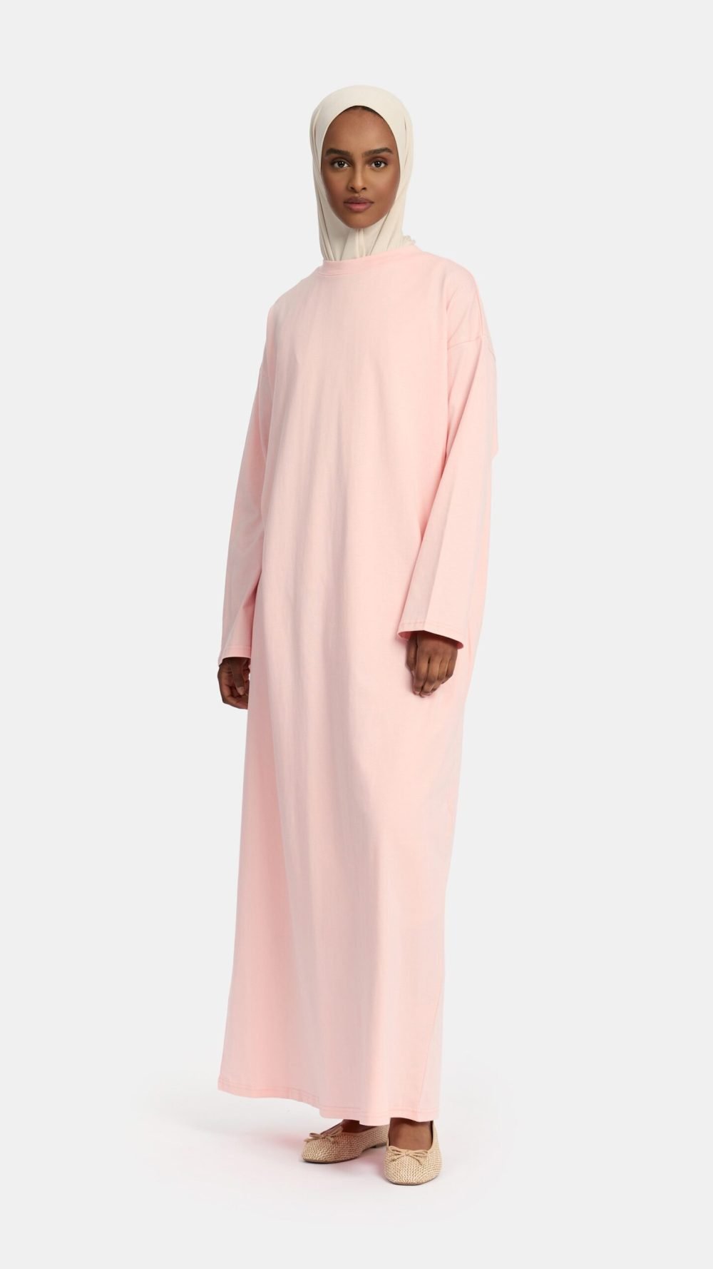 Cotton abaya Baby Pink