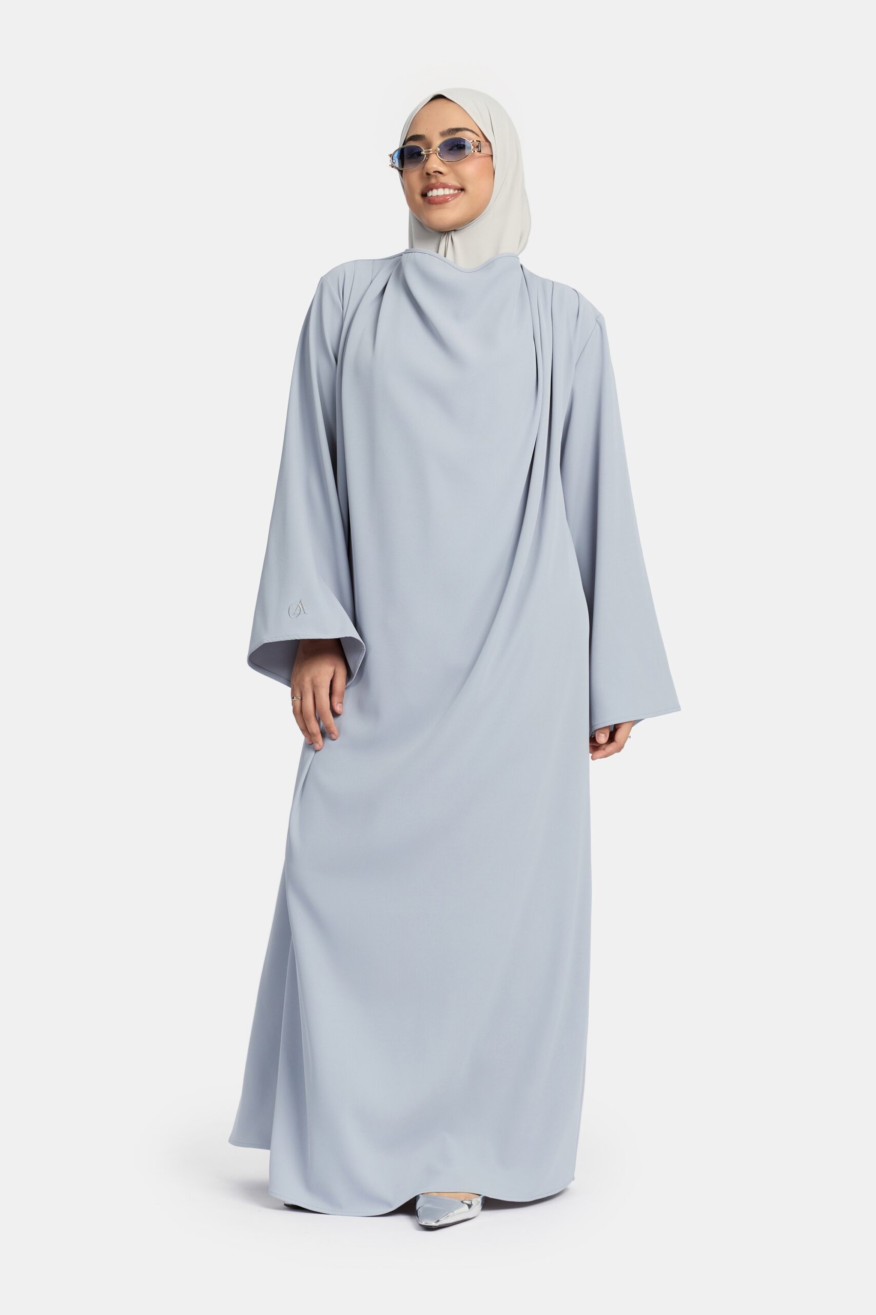 Folded Grace abaya Light Blue
