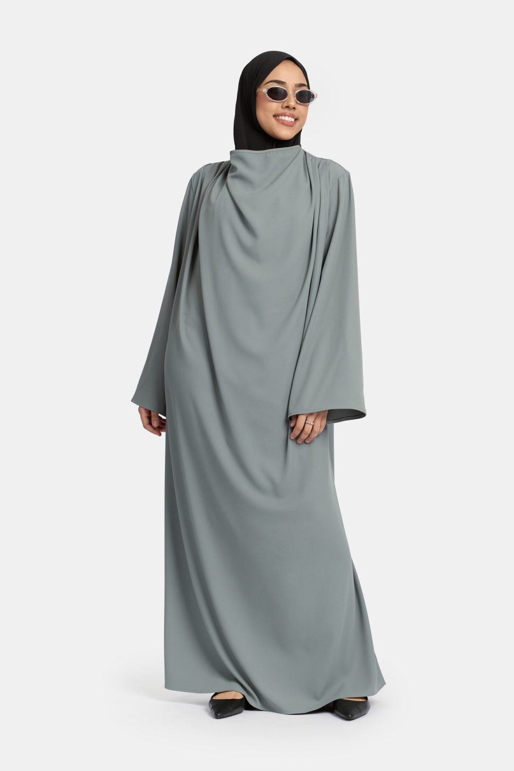 Folded Grace abaya Slate Grey - Afbeelding 2