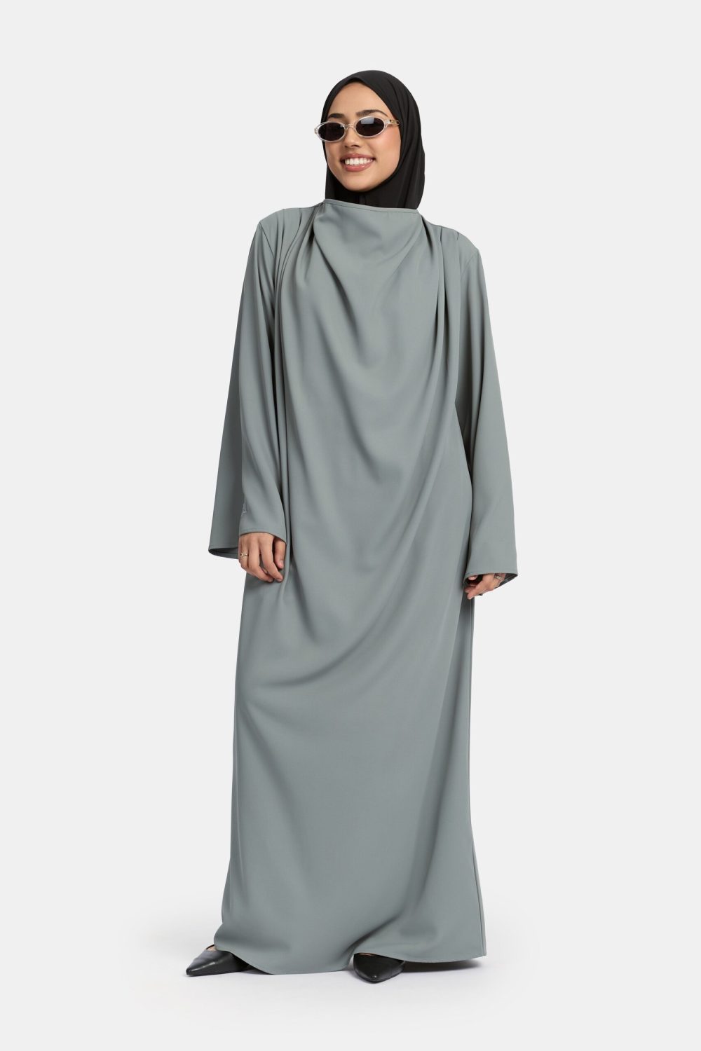 Folded Grace abaya Slate Grey