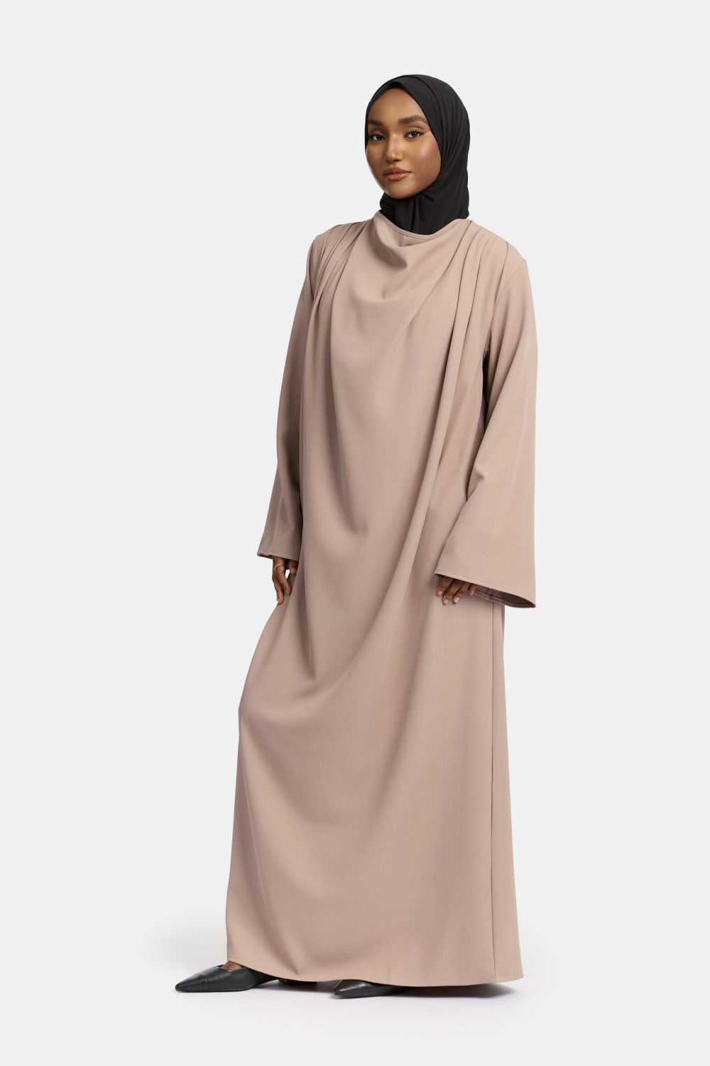 Folded Grace abaya Taupe - Afbeelding 2