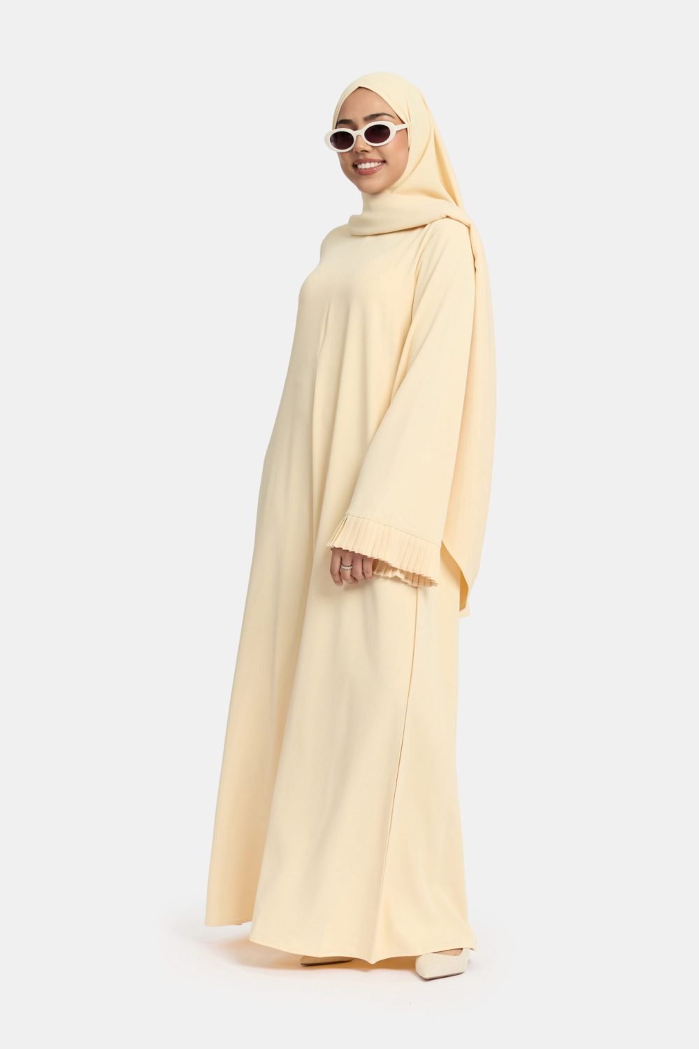 Plisse sleeve abaya Lemon - Afbeelding 2