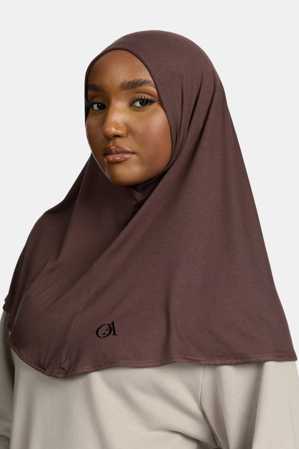 Bamboo jersey hijab Deep Brown - Afbeelding 2