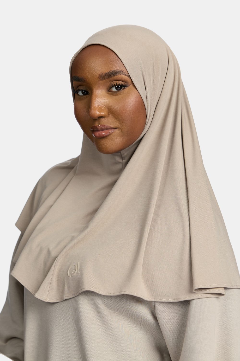 Breathable jersey hijab Foam Taupe - Afbeelding 2