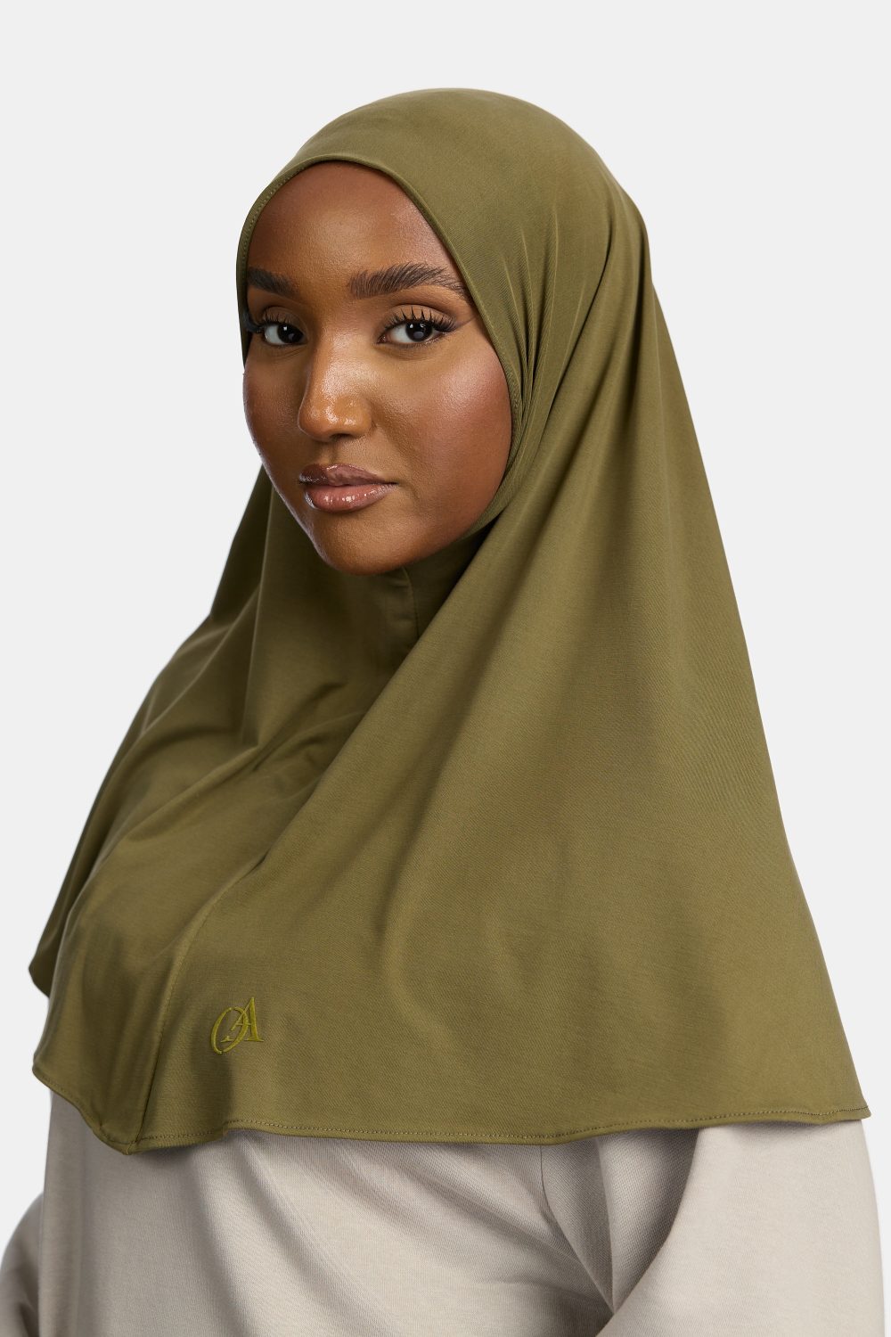 Breathable jersey hijab Khaki - Afbeelding 2