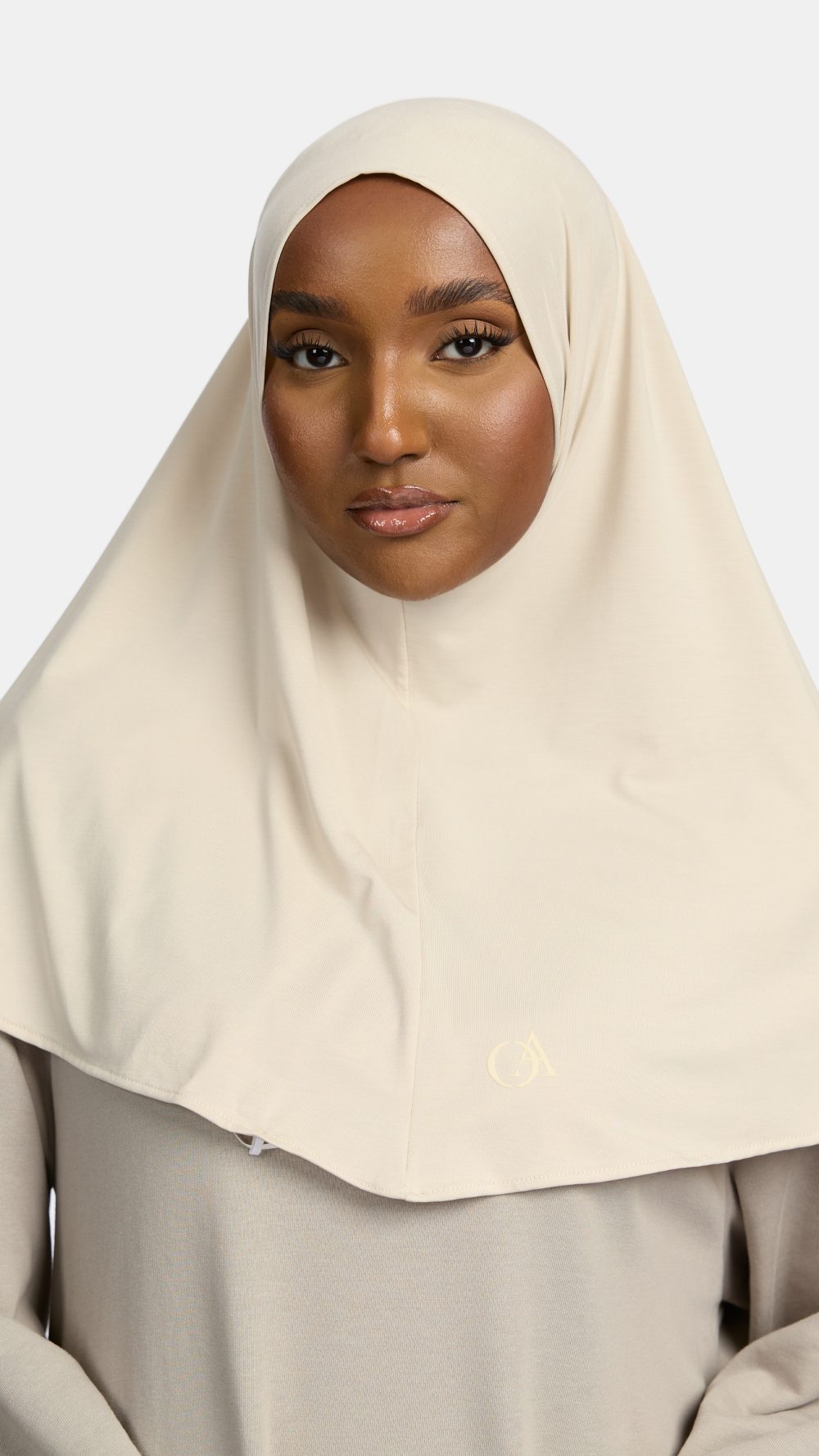 Breathable jersey hijab White Beige