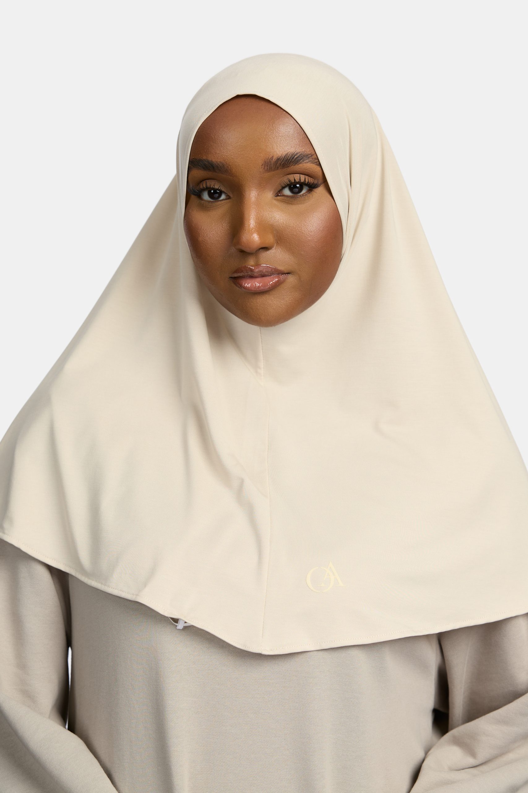 Breathable jersey hijab White Beige