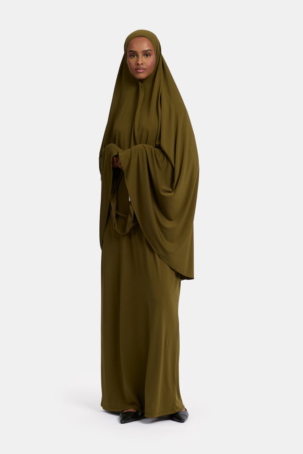 Jersey abaya set Dark Olive - Afbeelding 2