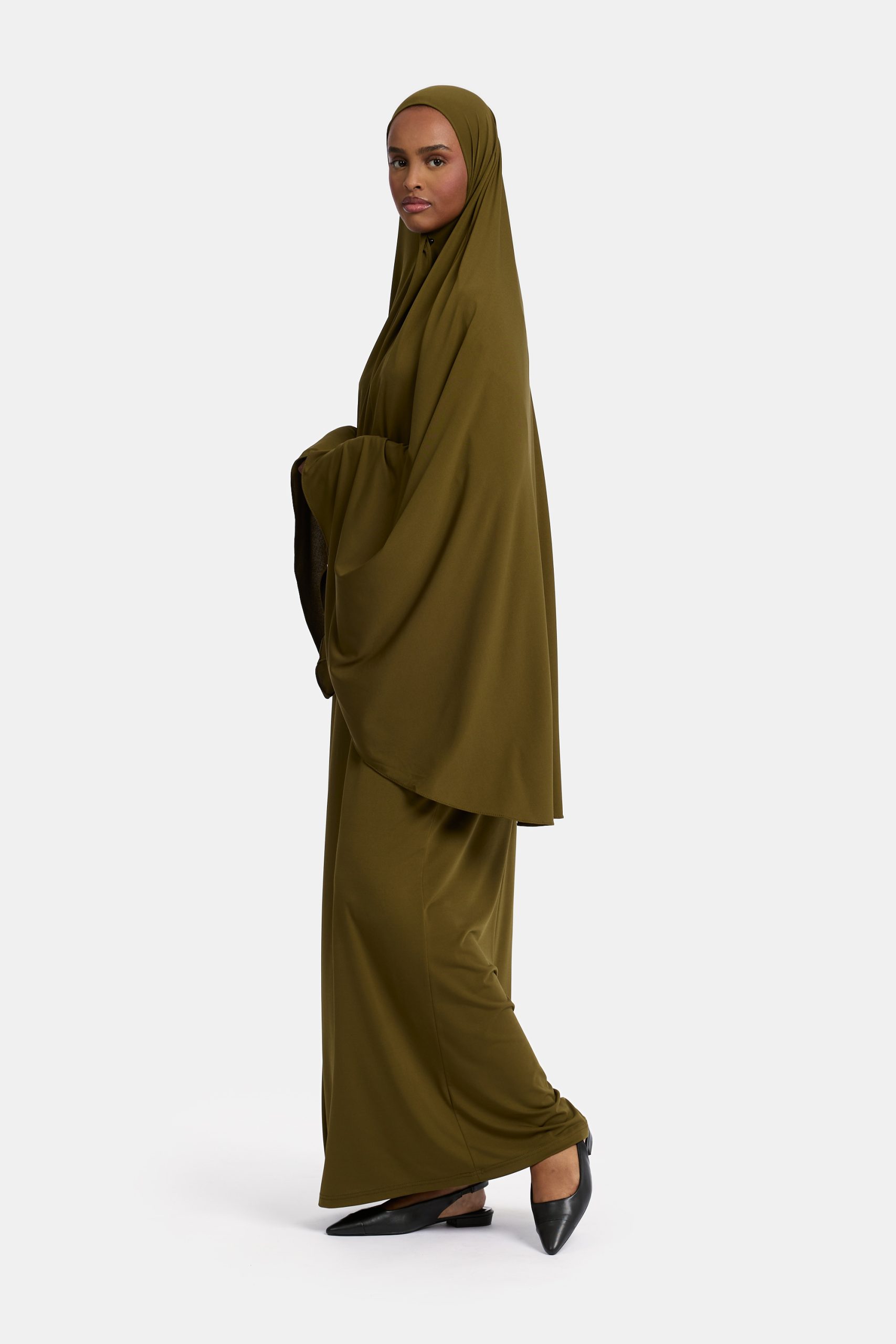 Jersey abaya set Dark Olive
