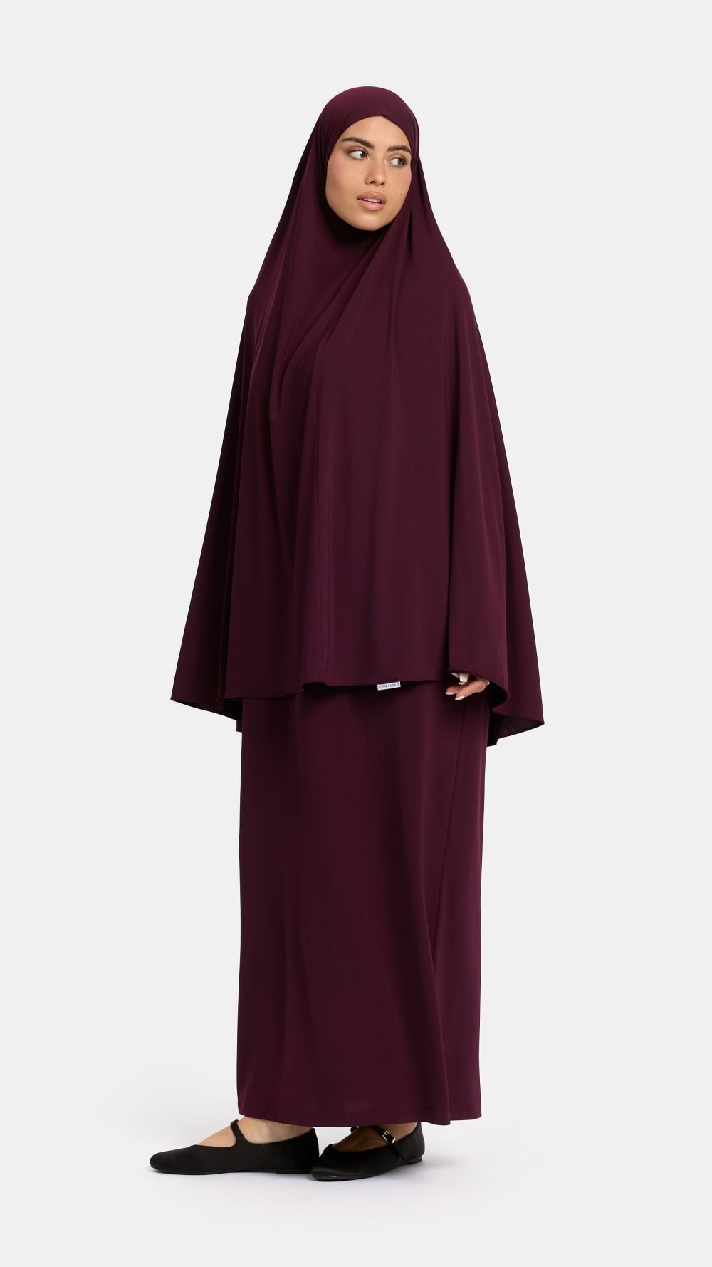 Jersey abaya set Egg Plant