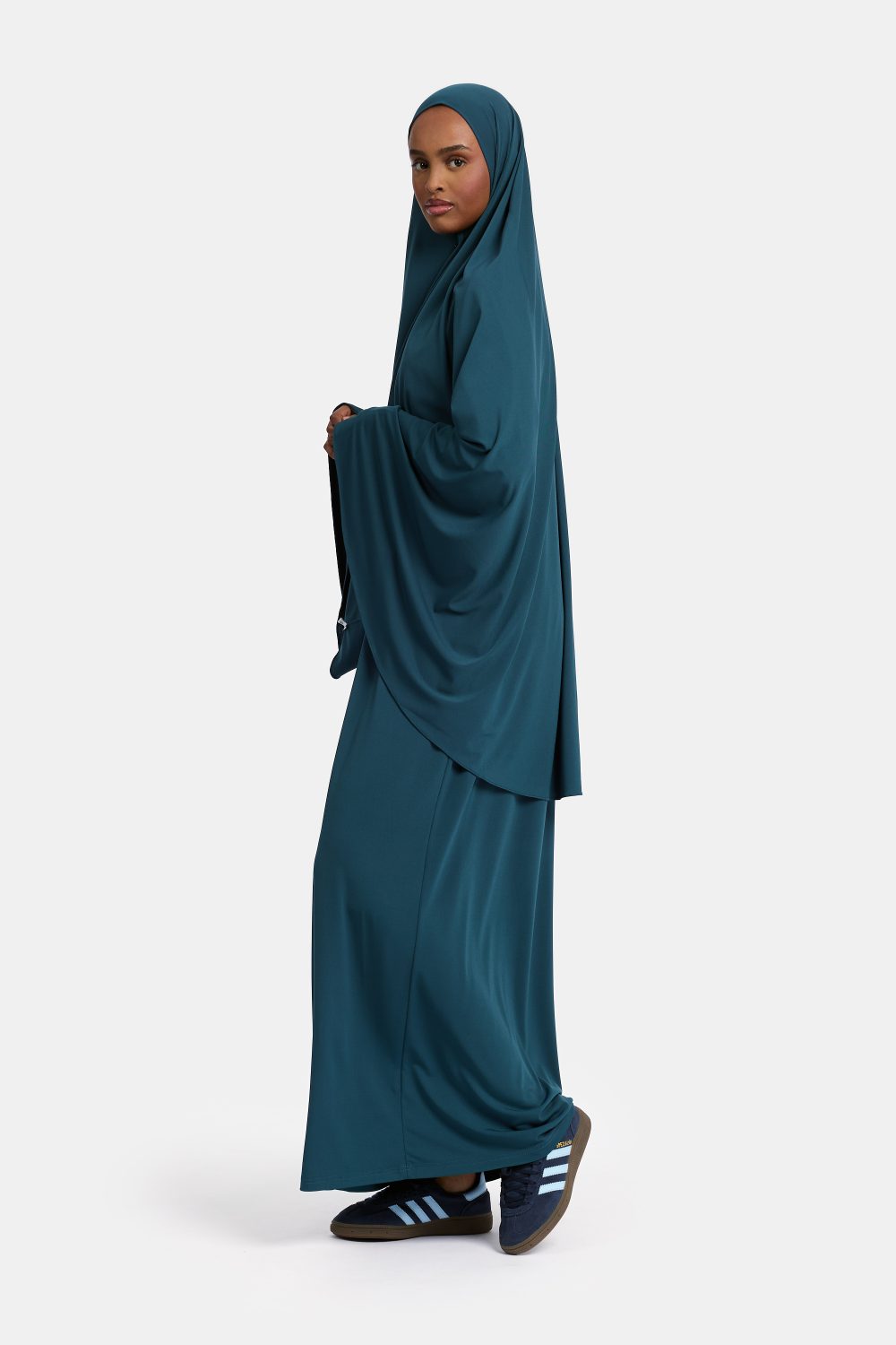 Jersey abaya set Petrol Green - Afbeelding 3