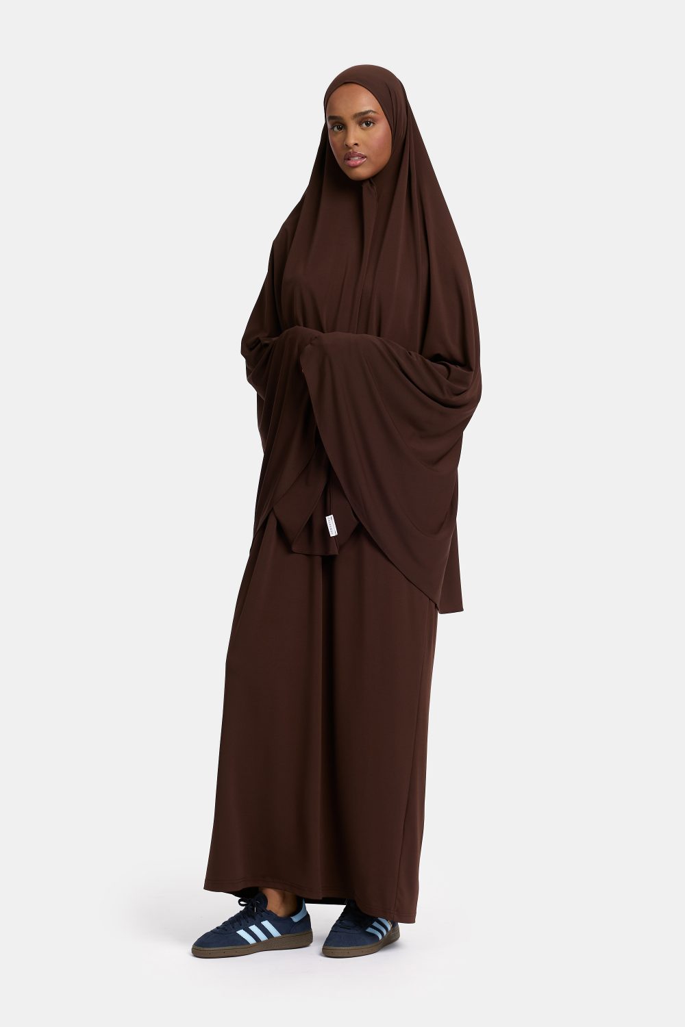 Jersey abaya set Dark Brown - Afbeelding 2