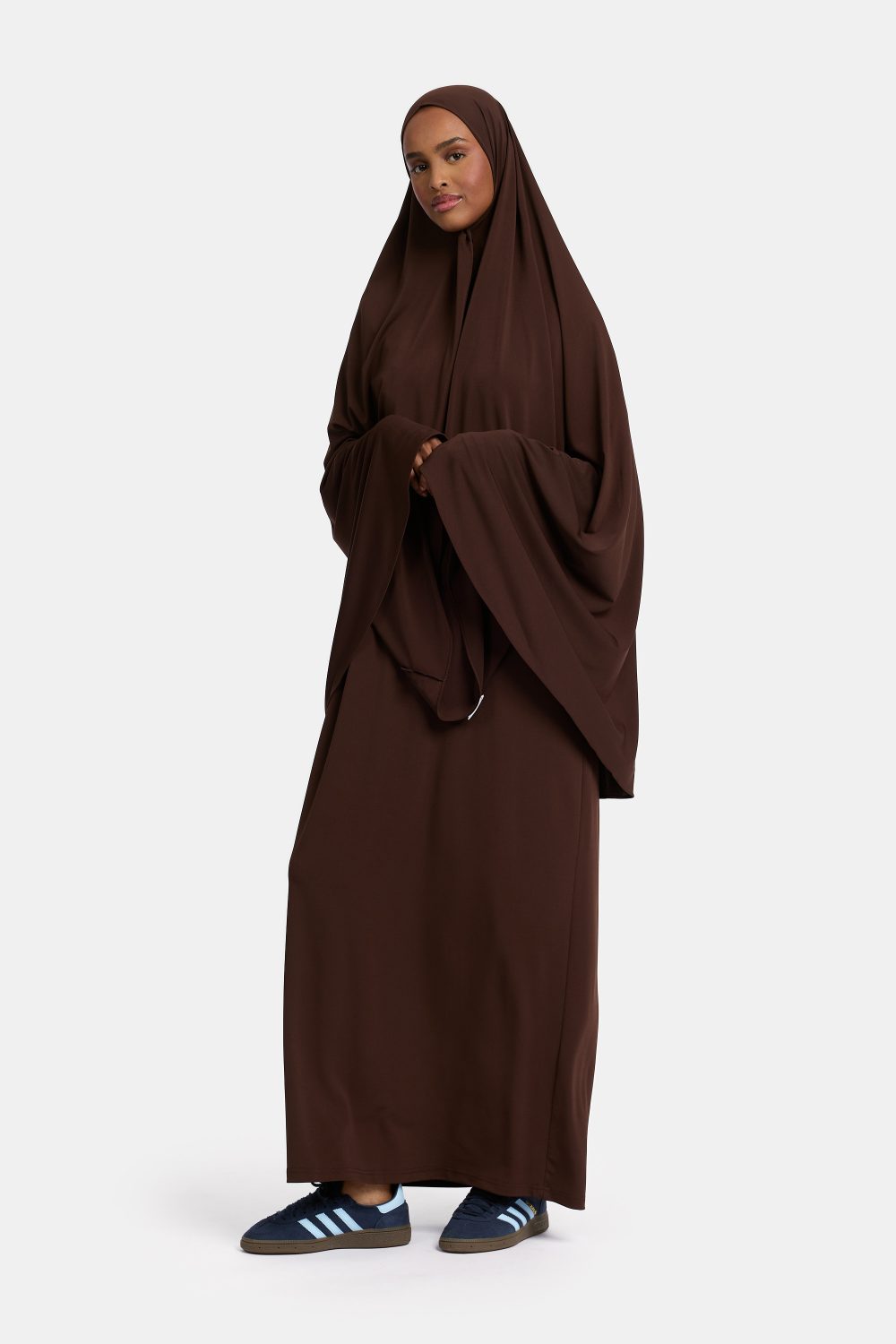 Jersey abaya set Dark Brown - Afbeelding 3